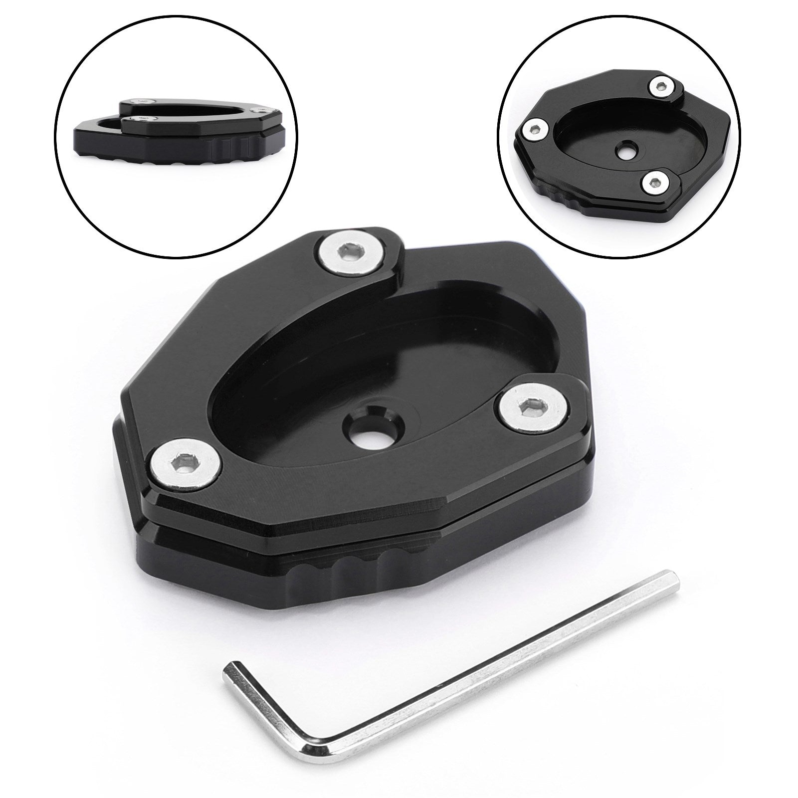 Kickstand Side Stand Plate Extension Pad For KAWASAKI Z650 Z1000SX 17-19 Black