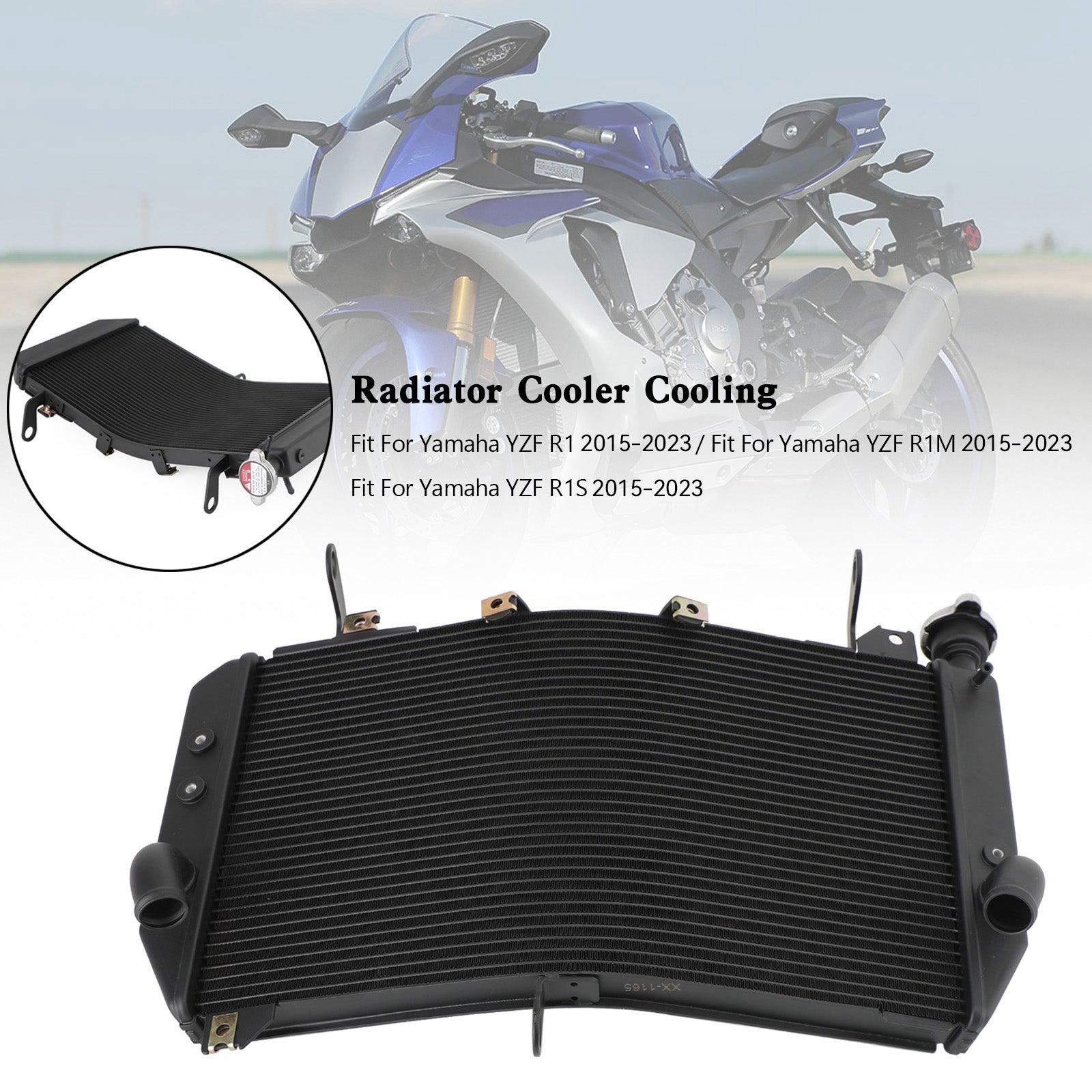 Refroidisseur de radiateur de moteur en aluminium, pour Yamaha YZF R1 R1M R1S 2015 – 2023