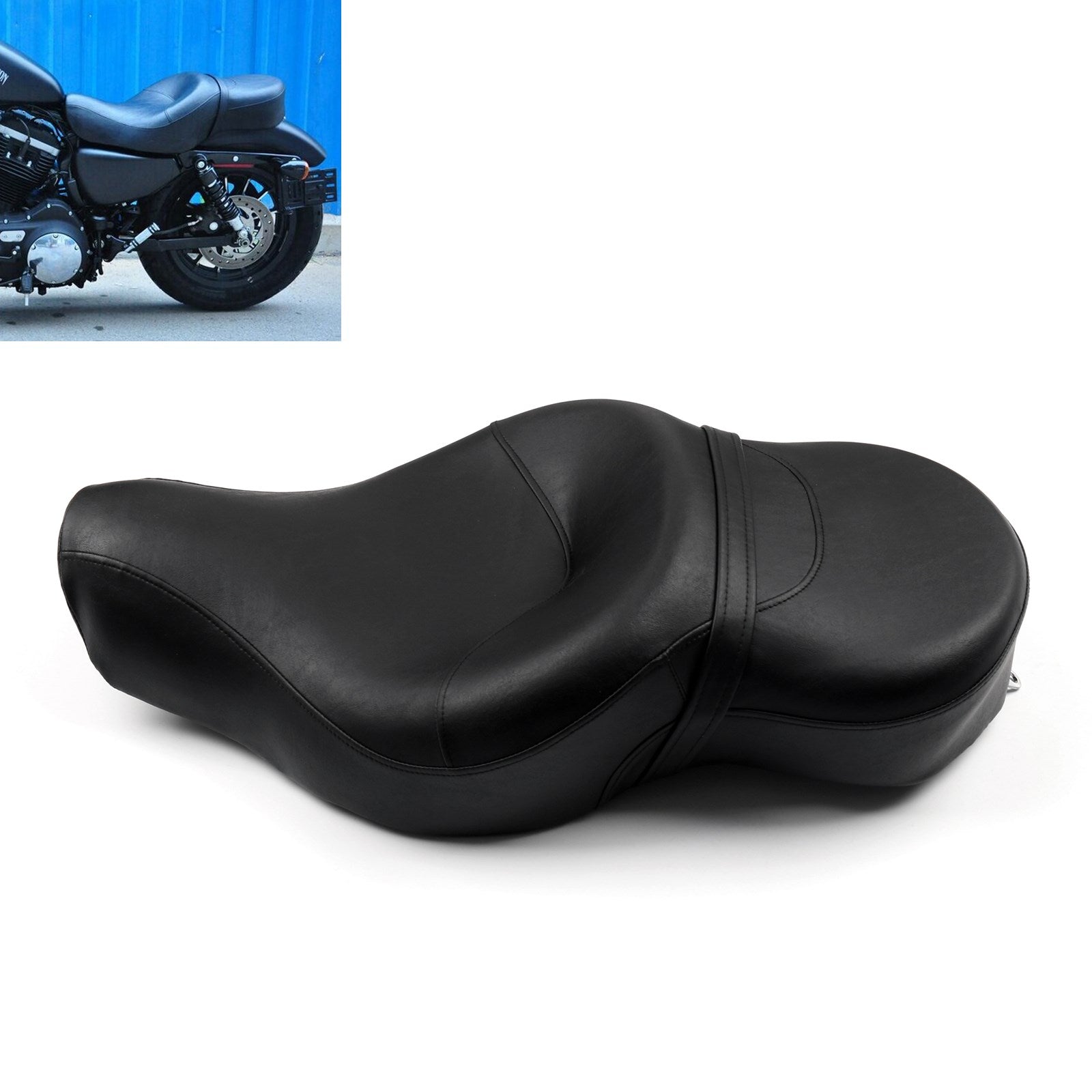 For 2-up XL1200N Sportster Seat Driver&Passenger XL883N Leather 2004-2018 Black