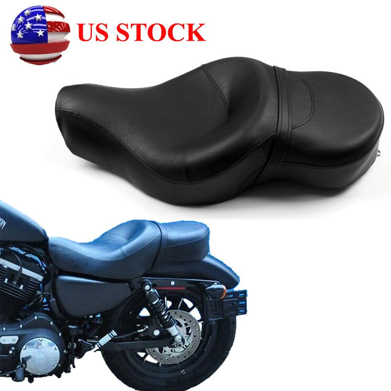 For 2-up XL1200N Sportster Seat Driver&Passenger XL883N Leather 2004-2018 Black