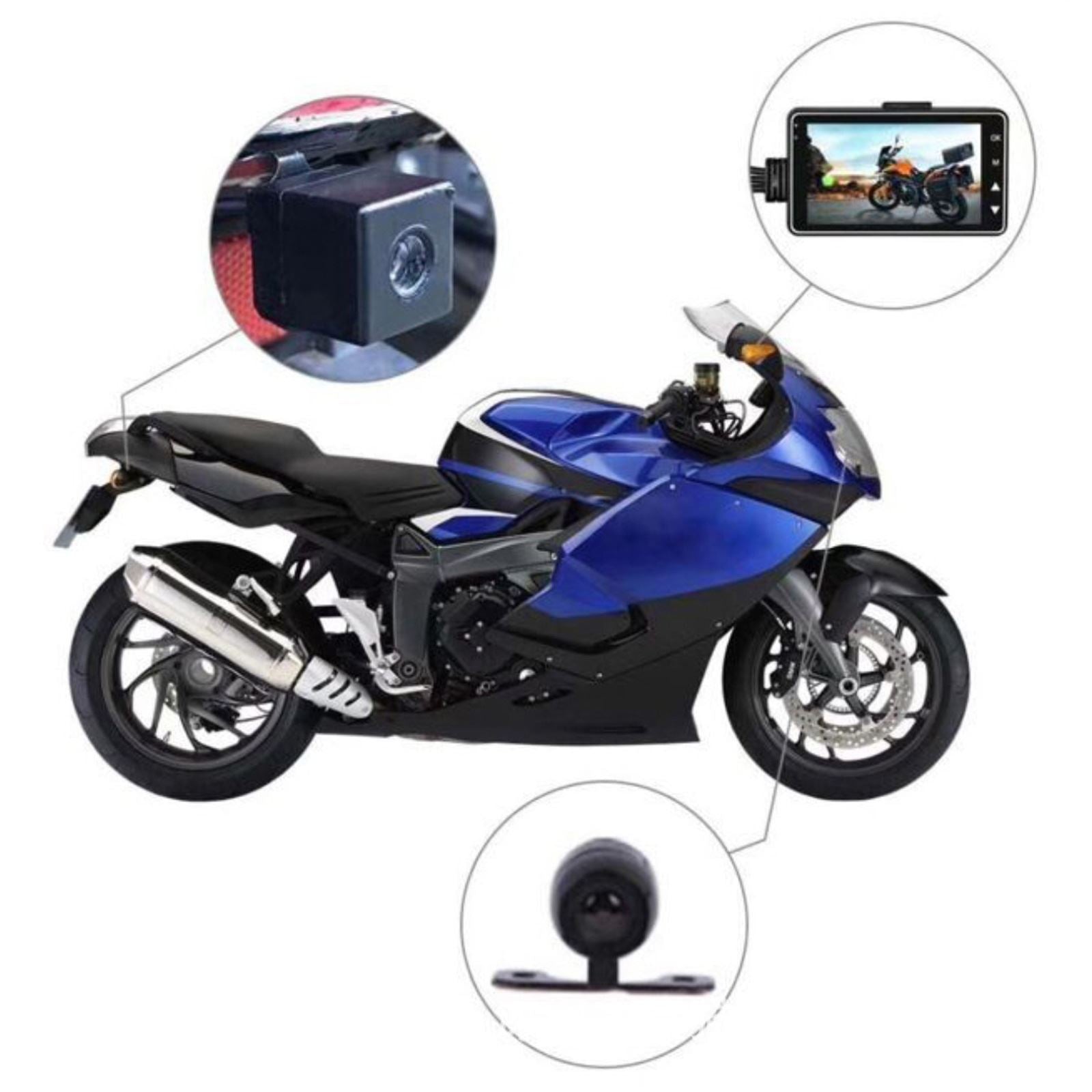 3" 140°C Vattentät Dubbel Actionkamera Videoinspelare DVR för Motorcykel IP68 Generisk