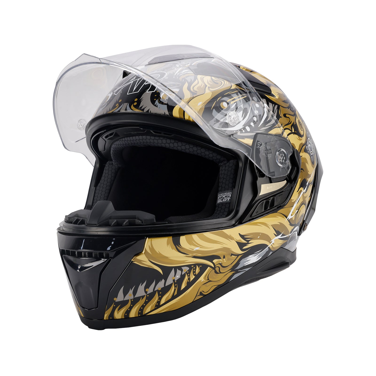 DOT Motorcycle Helmet Adult Street Full Face Black gold