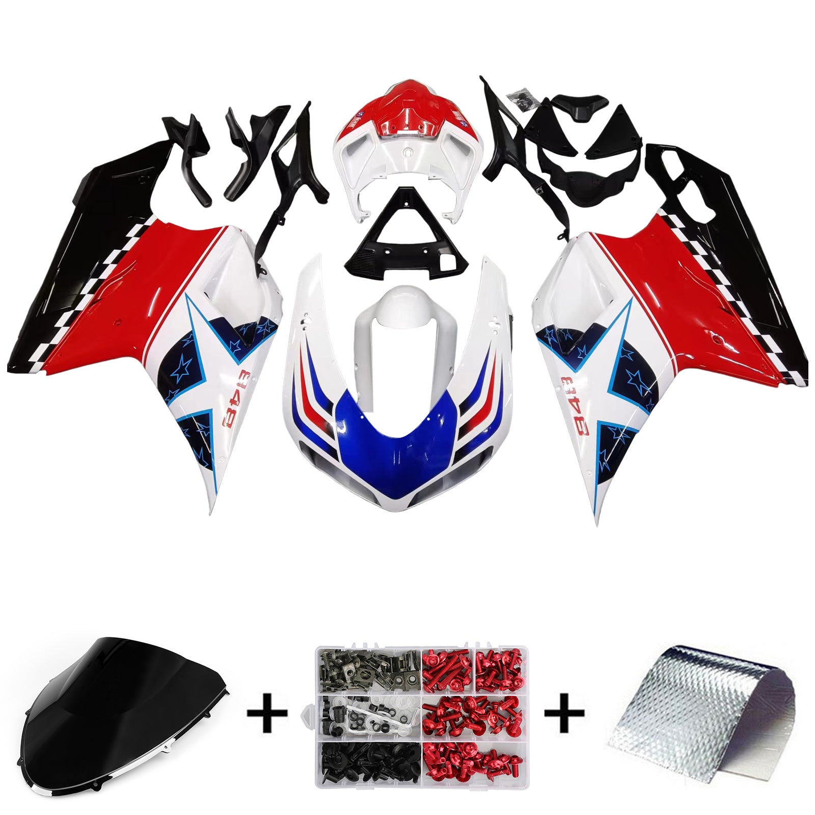 2007-2012 Ducati 1098/1198/848 Red Black Bodywork Fairing ABS Injection Mold 15# Generic