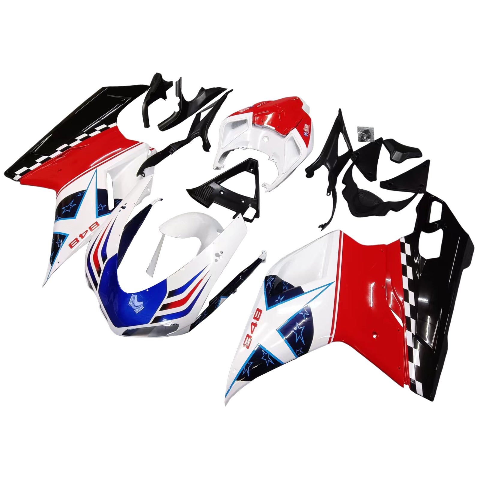 2007-2012 Ducati 1098/1198/848 Red Black Bodywork Fairing ABS Injection Mold 15# Generic