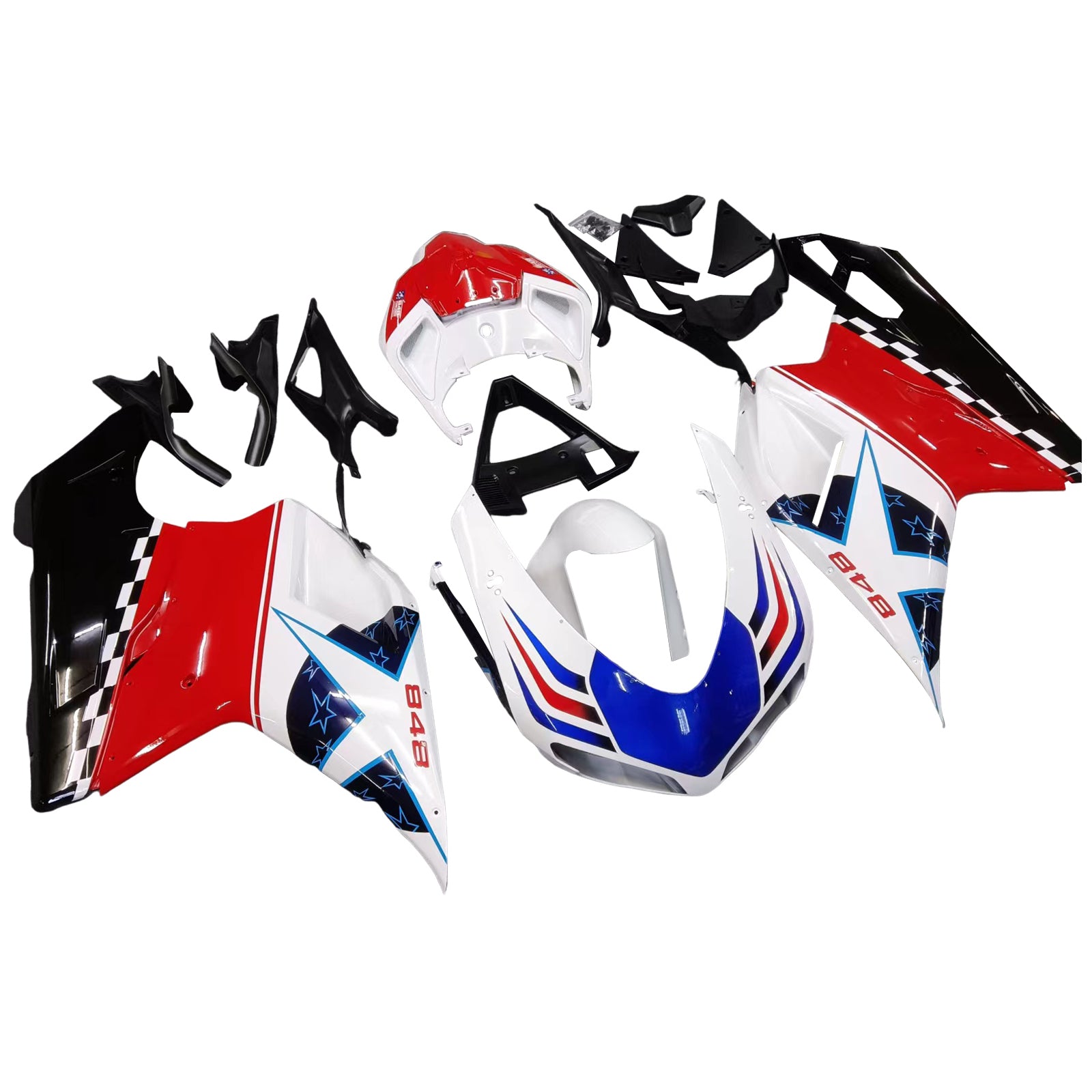 2007-2012 Ducati 1098/1198/848 Red Black Bodywork Fairing ABS Injection Mold 15# Generic