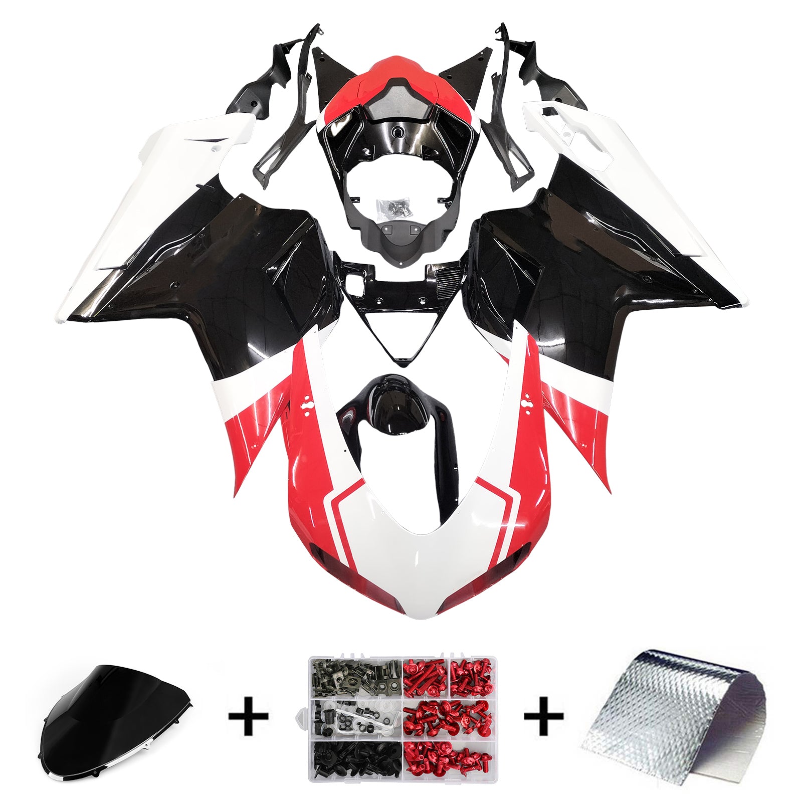 2007-2012 Ducati 1098/1198/848 Rood Zwart Carrosseriekuip ABS Spuitgietmatrijs 16 # Generiek