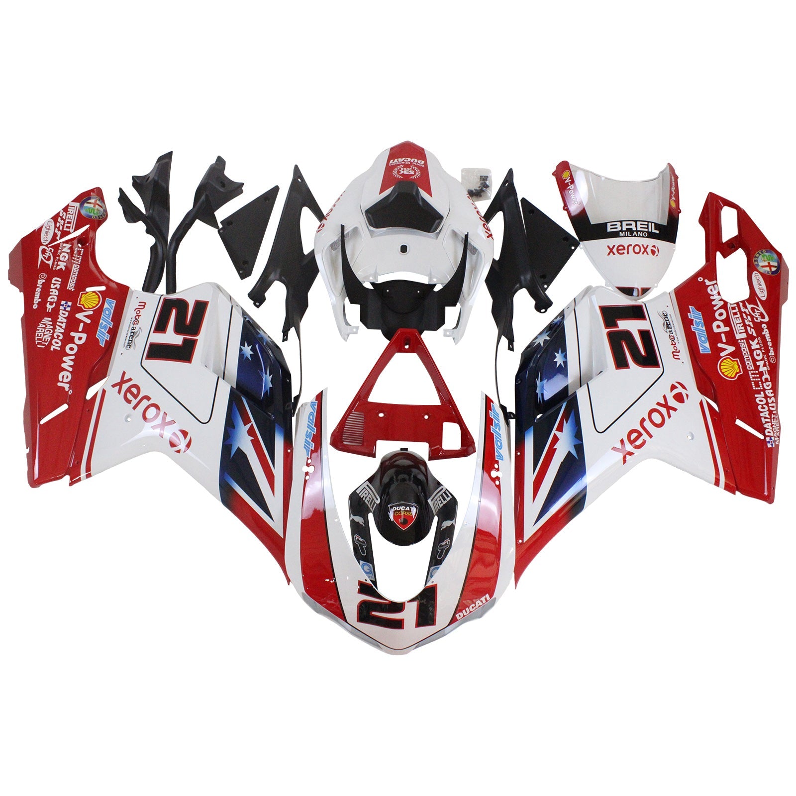 2007-2011 Ducati 1098 1198 848 Fairing Kit Bodywork ABS