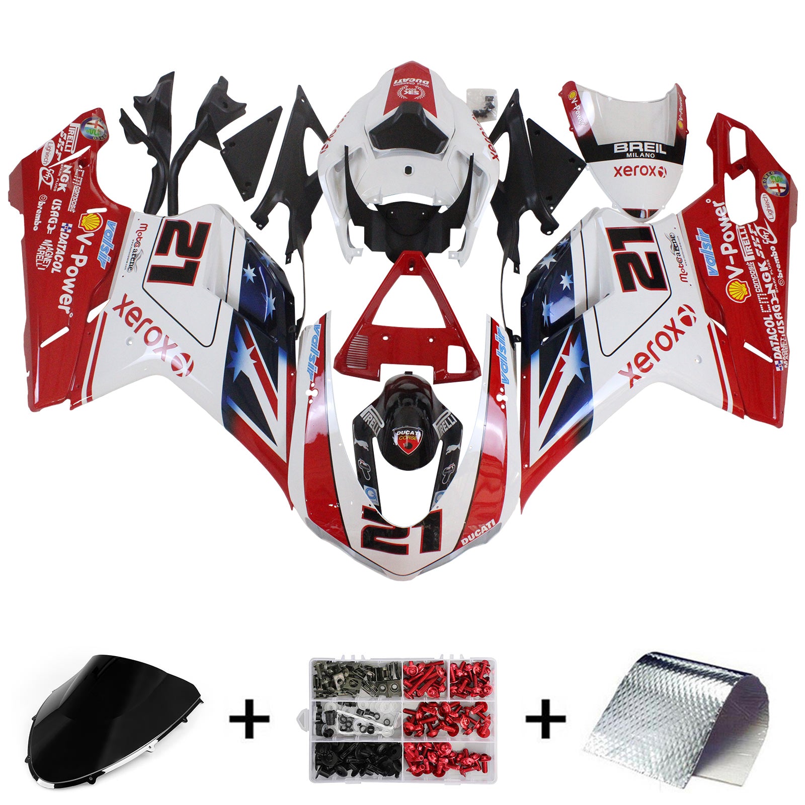 2007-2011 Ducati 1098 1198 848 Kit de carenado Carrocería ABS