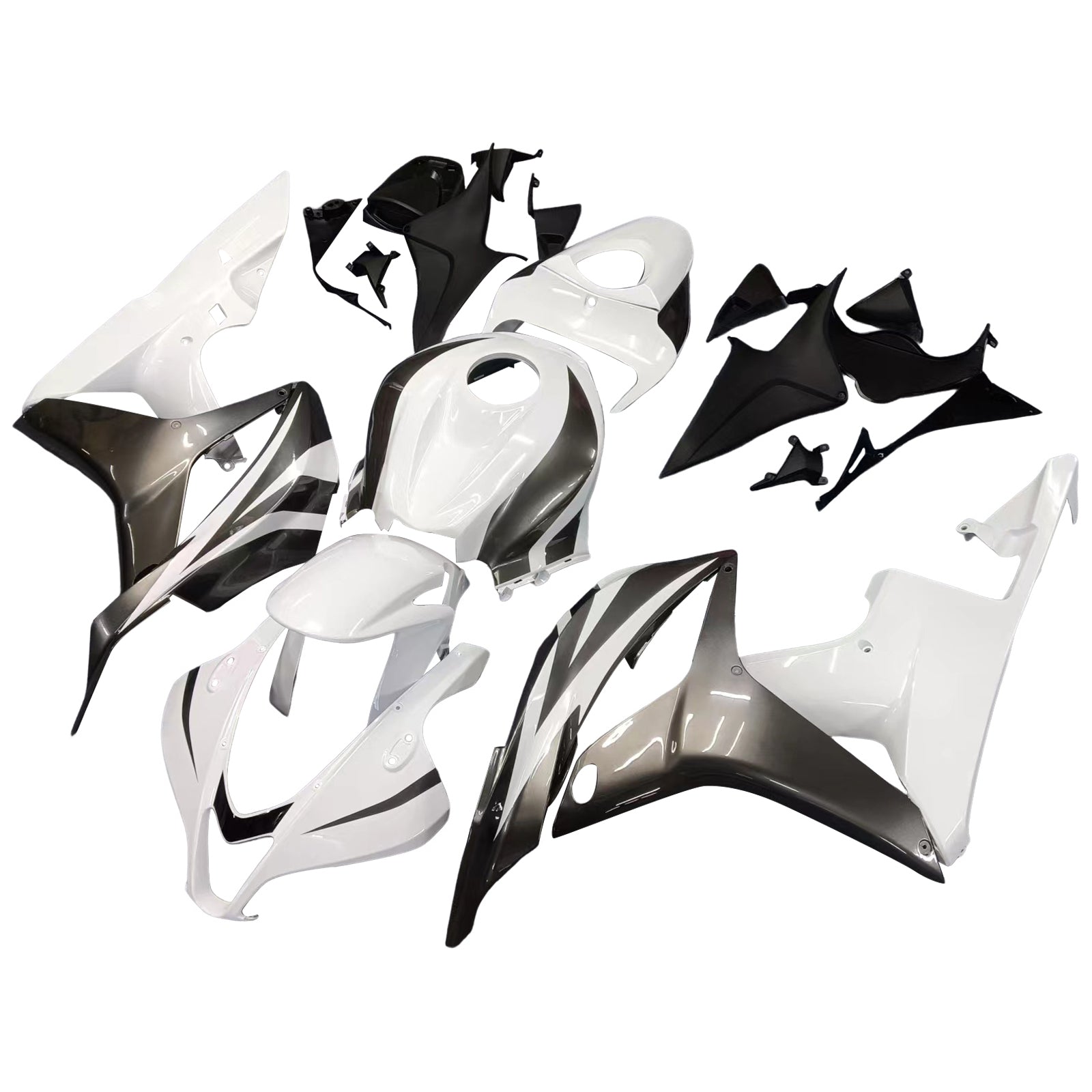 2007-2008 Honda CBR600RR White Black Generic Fairing Kit