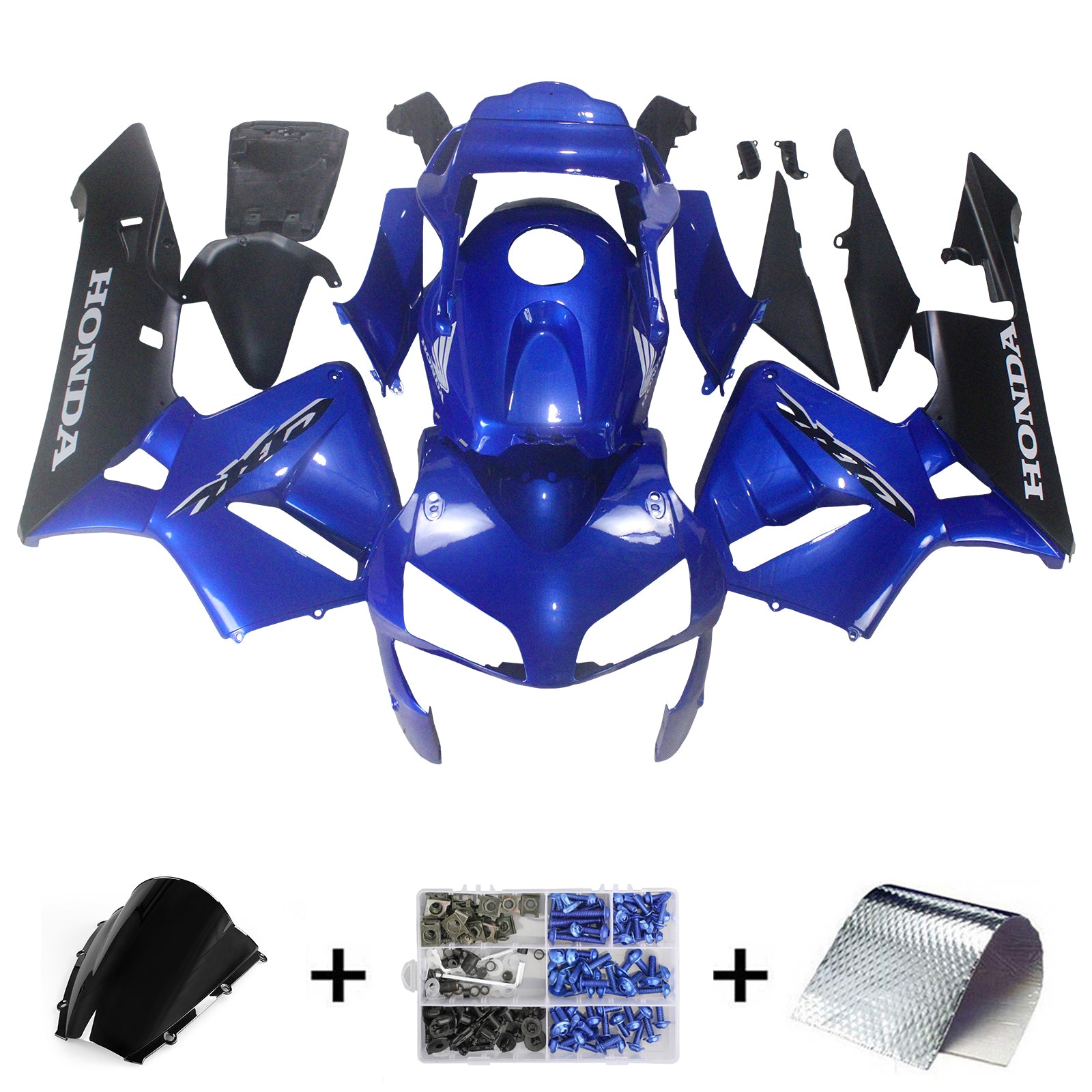 2003-2004 Honda CBR600RR blauw en zwart CBR Racing stroomlijnkappen algemeen