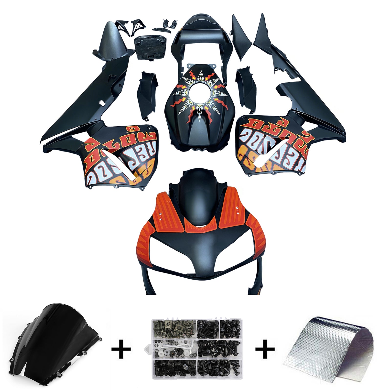 Carenados 2003-2004 Honda CBR 600 RR Negro Mate Valentino Rossi Moto Racing Generic