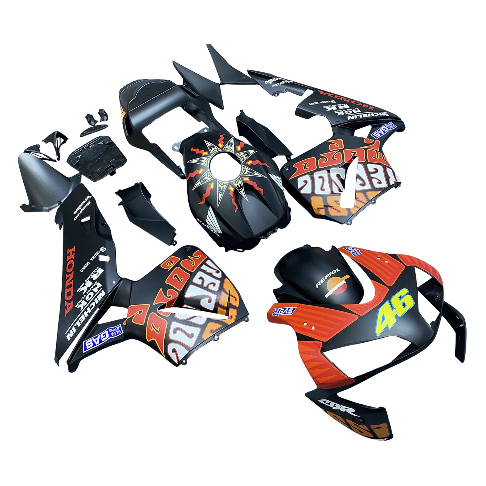 2003-2004 HONDA CBR 600 RR BLAT BLACT Valentino Rossi Moto Racing Fairings Genérico