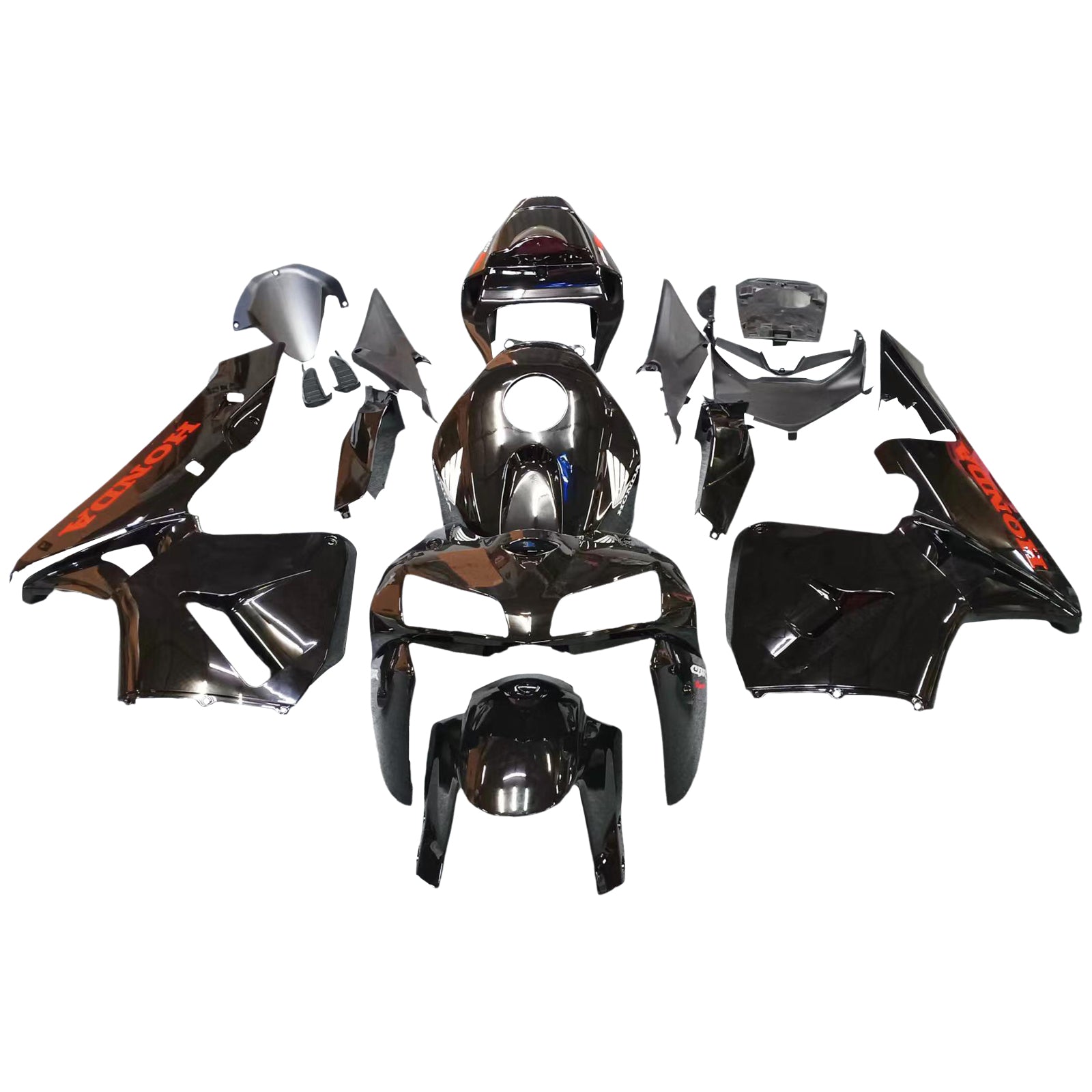 2005-2006 CBR600RR Bodywork Fairing Black ABS Injection Molded Plastics Set Generic