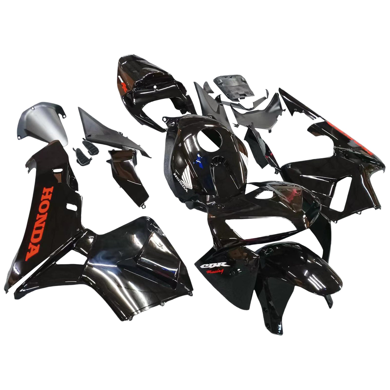 2005-2006 CBR600RR Bodywork Fairing Black ABS Injection Molded Plastics Set Generic