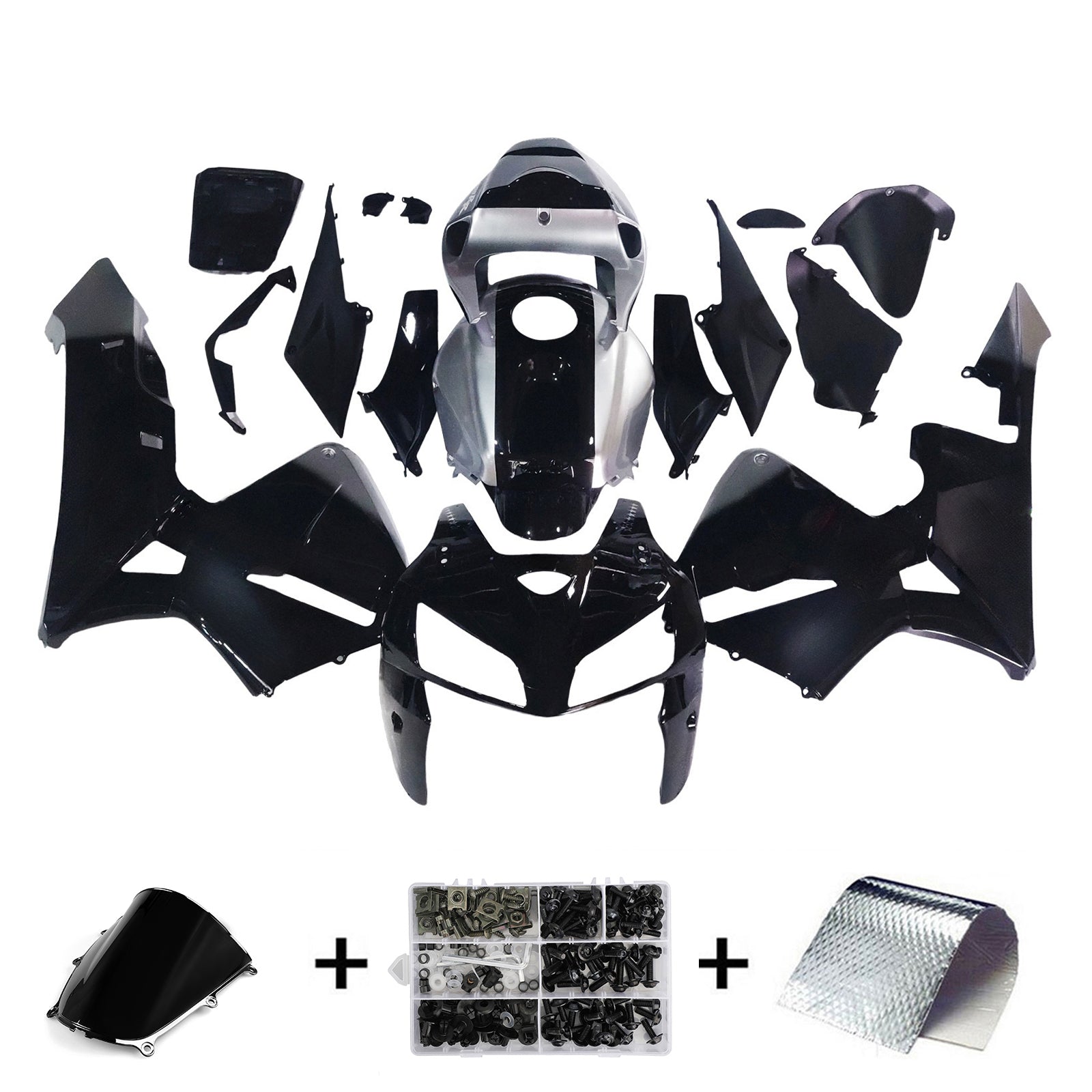 2005-2006 Honda CBR 600 RR Black & Silver SevenStars Racing Fairings Generic