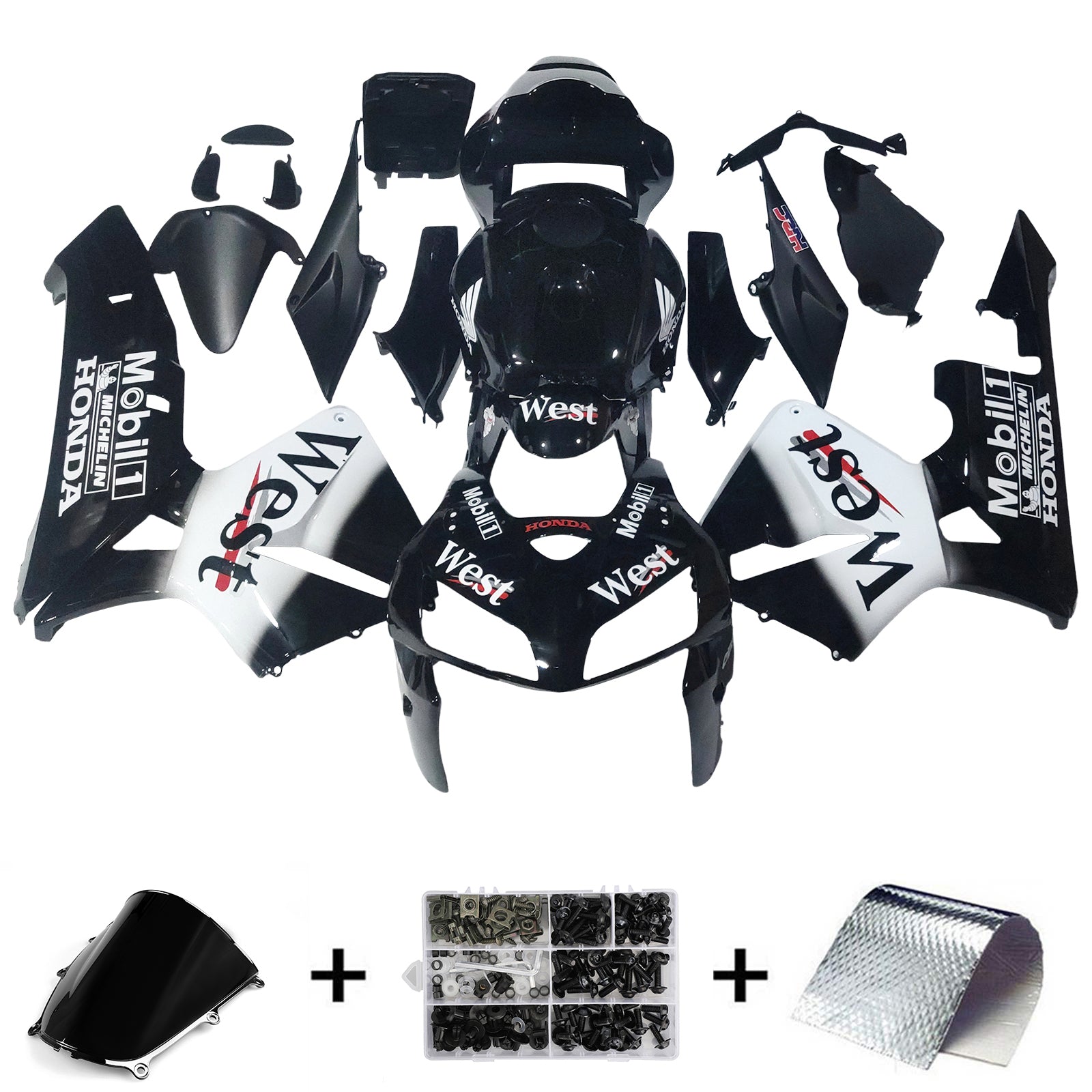 2005-2006 Honda CBR 600 RR Black West Racing Fairings Generic