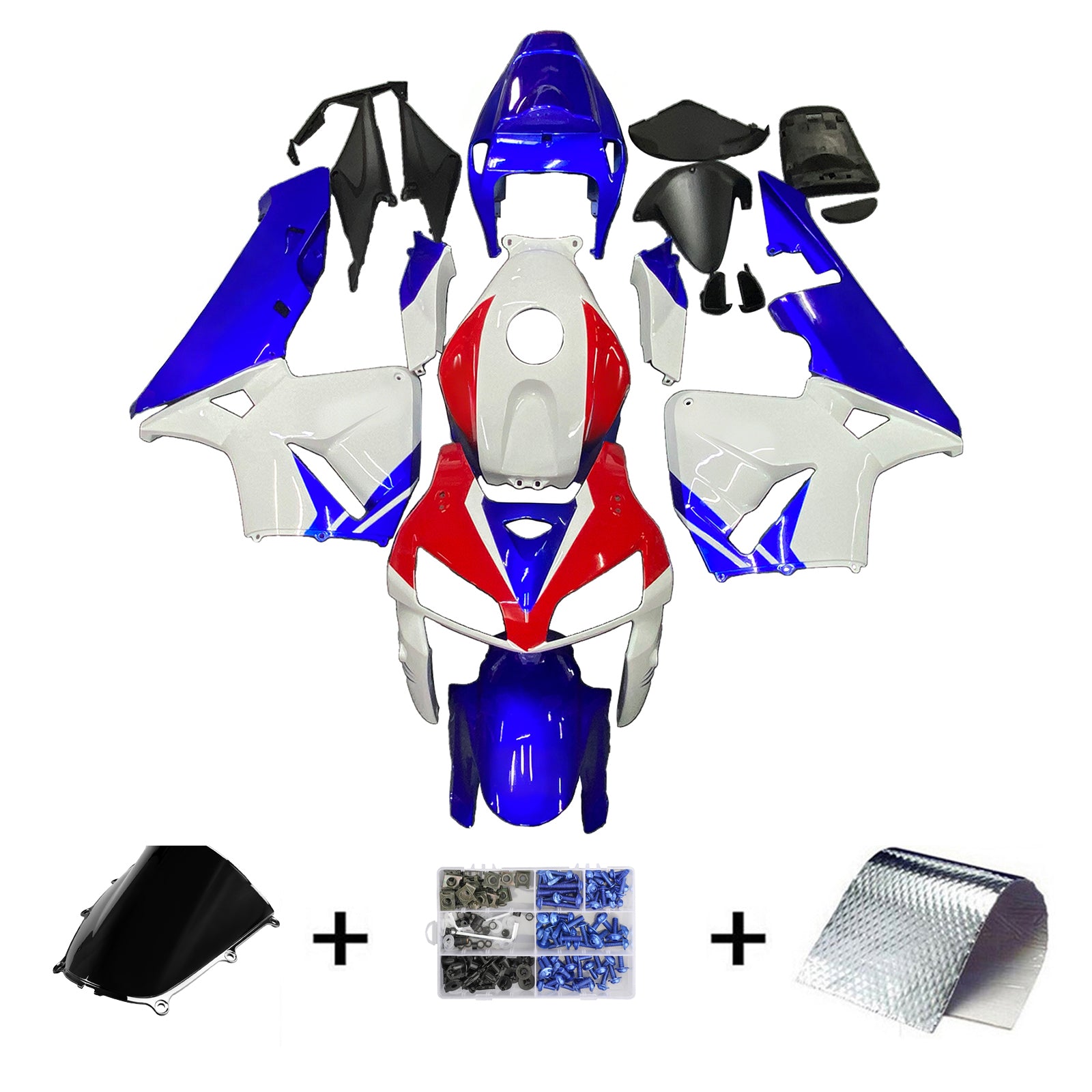 Carenagem Honda CBR600 2005-2006 Branca&Kit Azul