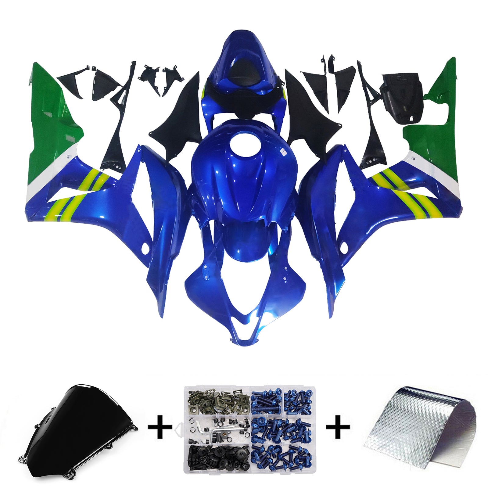 2007-2008 CBR600RR Carenado de carrocería Azul ABS Juego de plásticos moldeados por inyección genérico