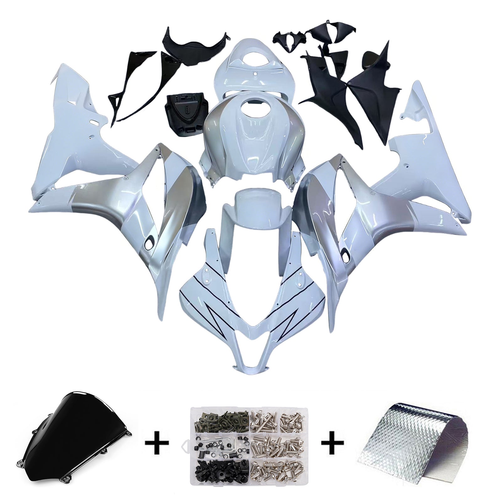 2007-2008 Honda CBR 600 RR Argent & Blanc Repsol Racing Carénages Générique
