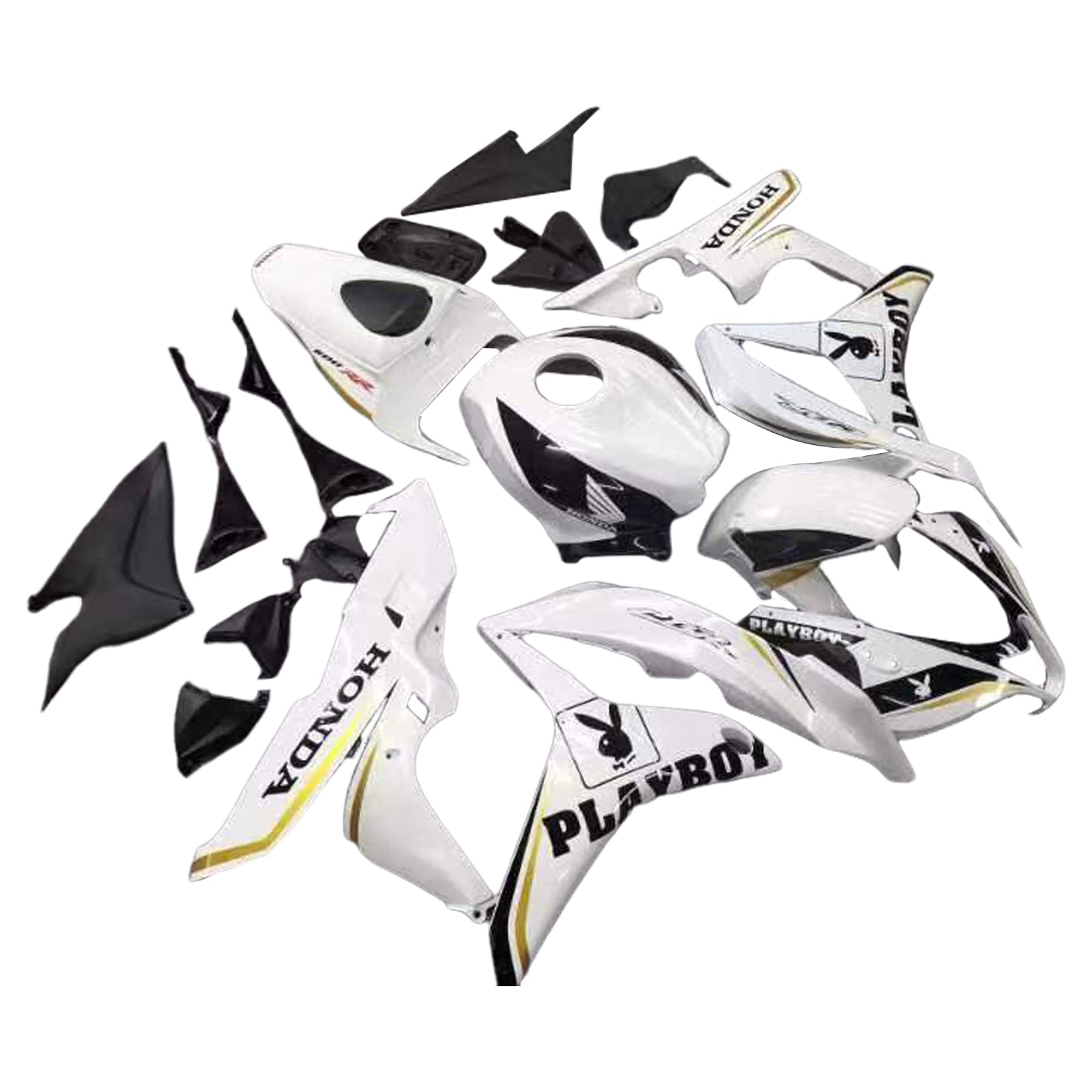 2007-2008 Honda CBR 600 RR White & Black Playboy Racing Fairings Generic