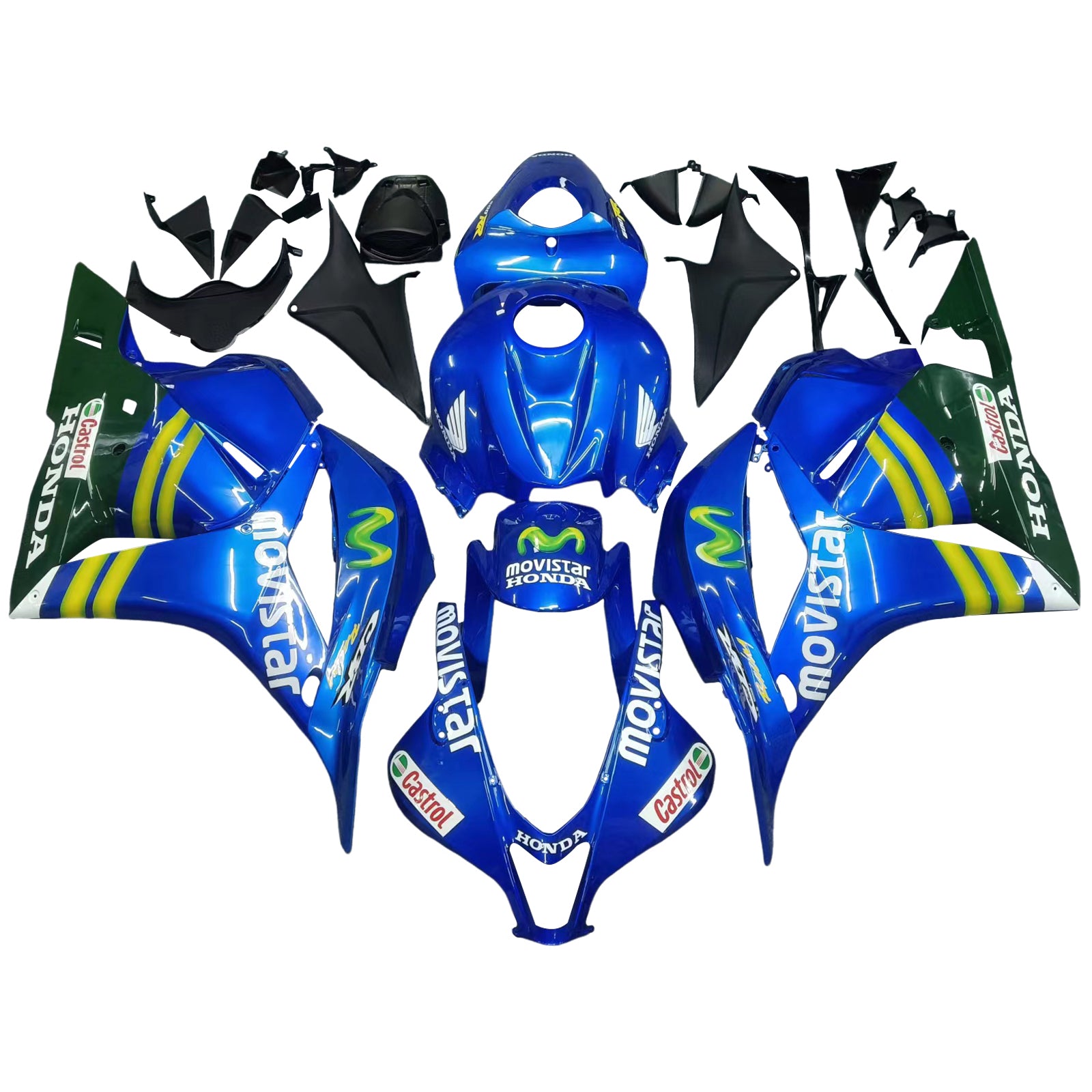 2009-2012 Honda CBR 600 RR blauw en groen Movistar Racing stroomlijnkappen algemeen