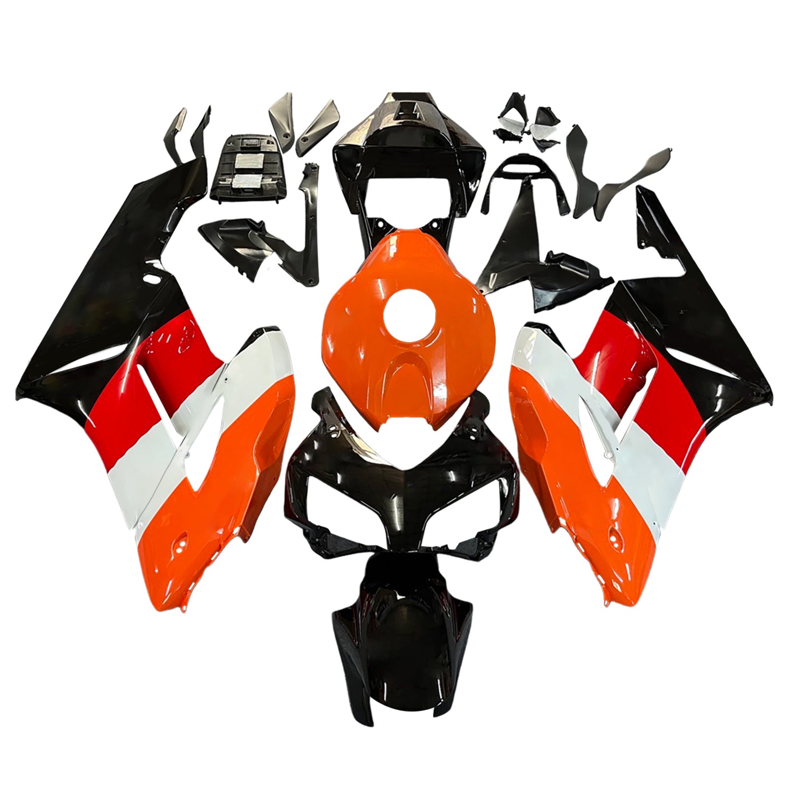 2004-2005 Honda CBR 1000 RR Amotopart stroomlijnkappen zwart oranje Repsol Racing Customs kuip