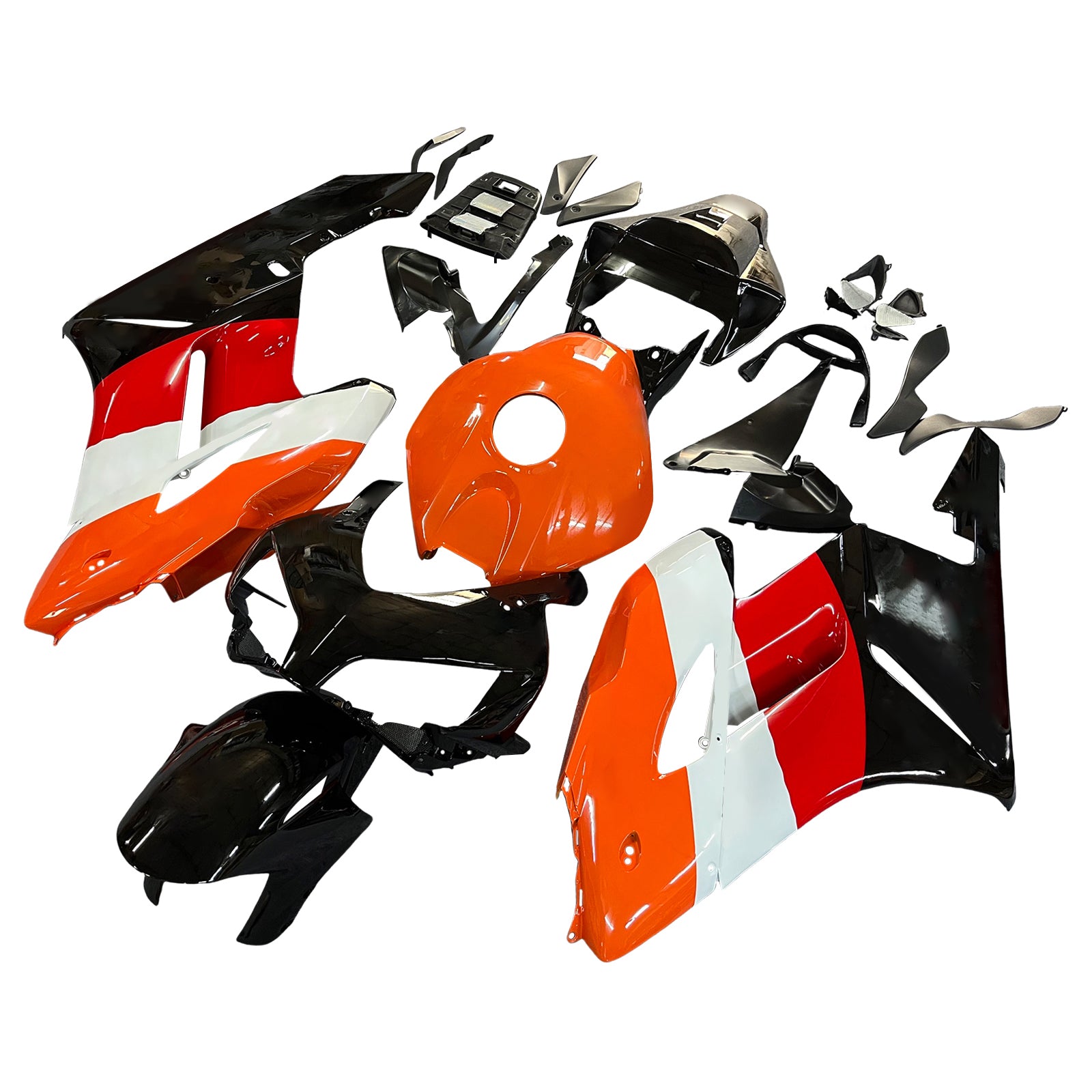 2004-2005 Honda CBR 1000 RR Amotopart stroomlijnkappen zwart oranje Repsol Racing Customs kuip