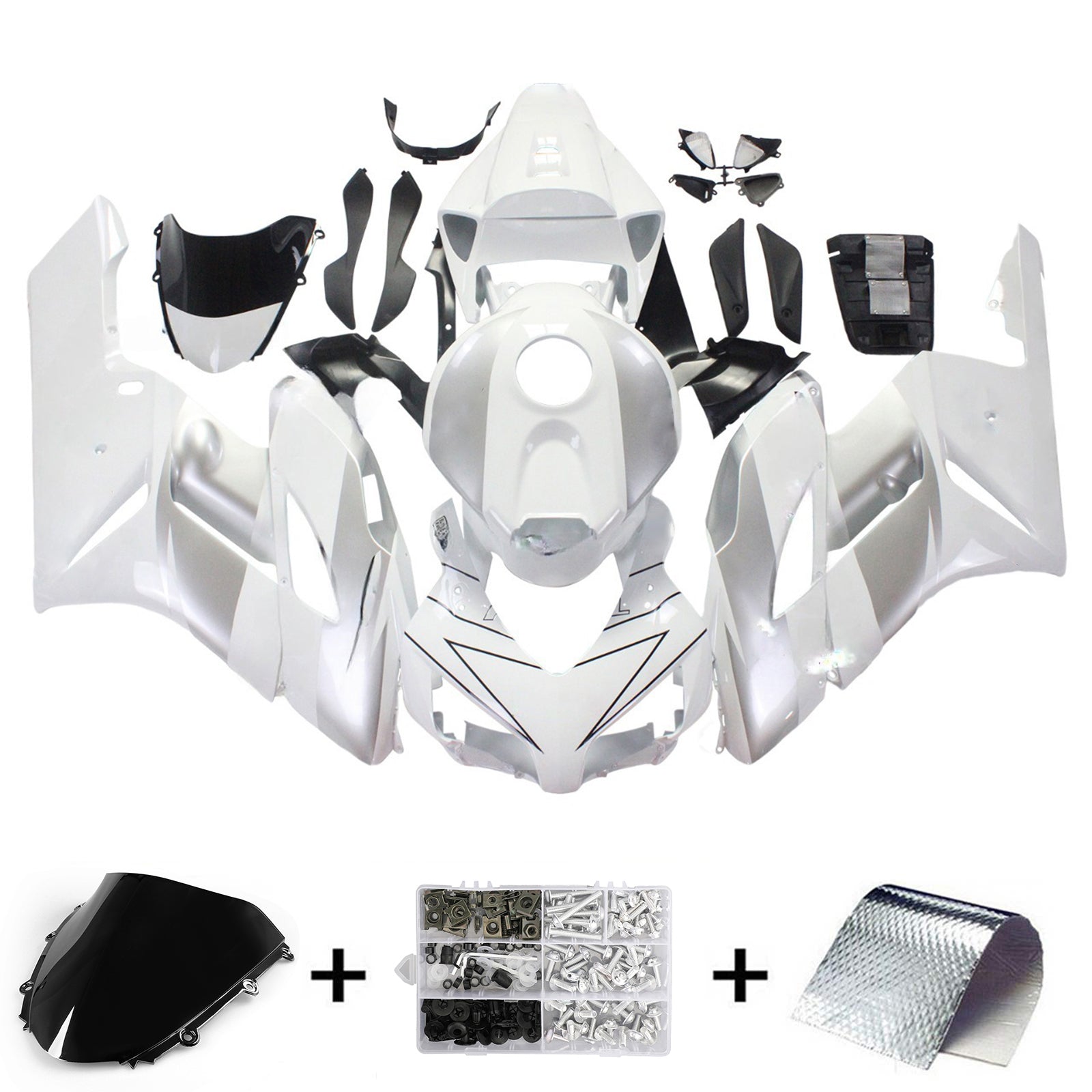 2004-2005 Honda CBR 1000 RR Amotopart stroomlijnkappen Wit Zilver Repsol Racing Customs kuip