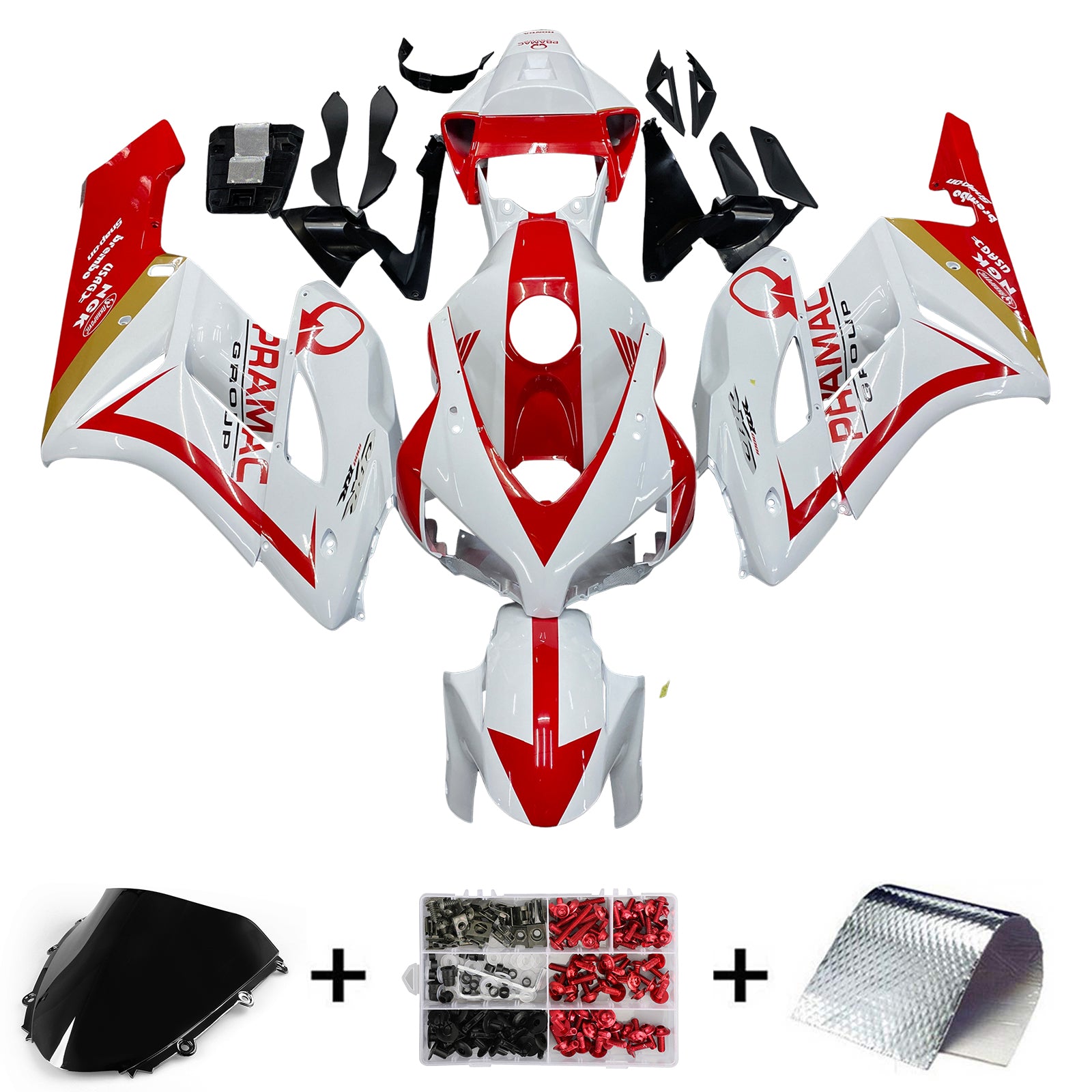 2004-2005 Honda CBR 1000 RR Carénages Amotopart Blanc Rouge Carénage Customs Honda Racing