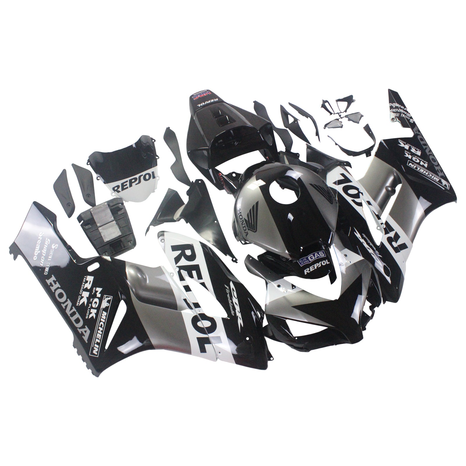 2004-2005 Honda CBR 1000 RR Amotopart Fairings Black Silver Repsol Racing Customs Fairing