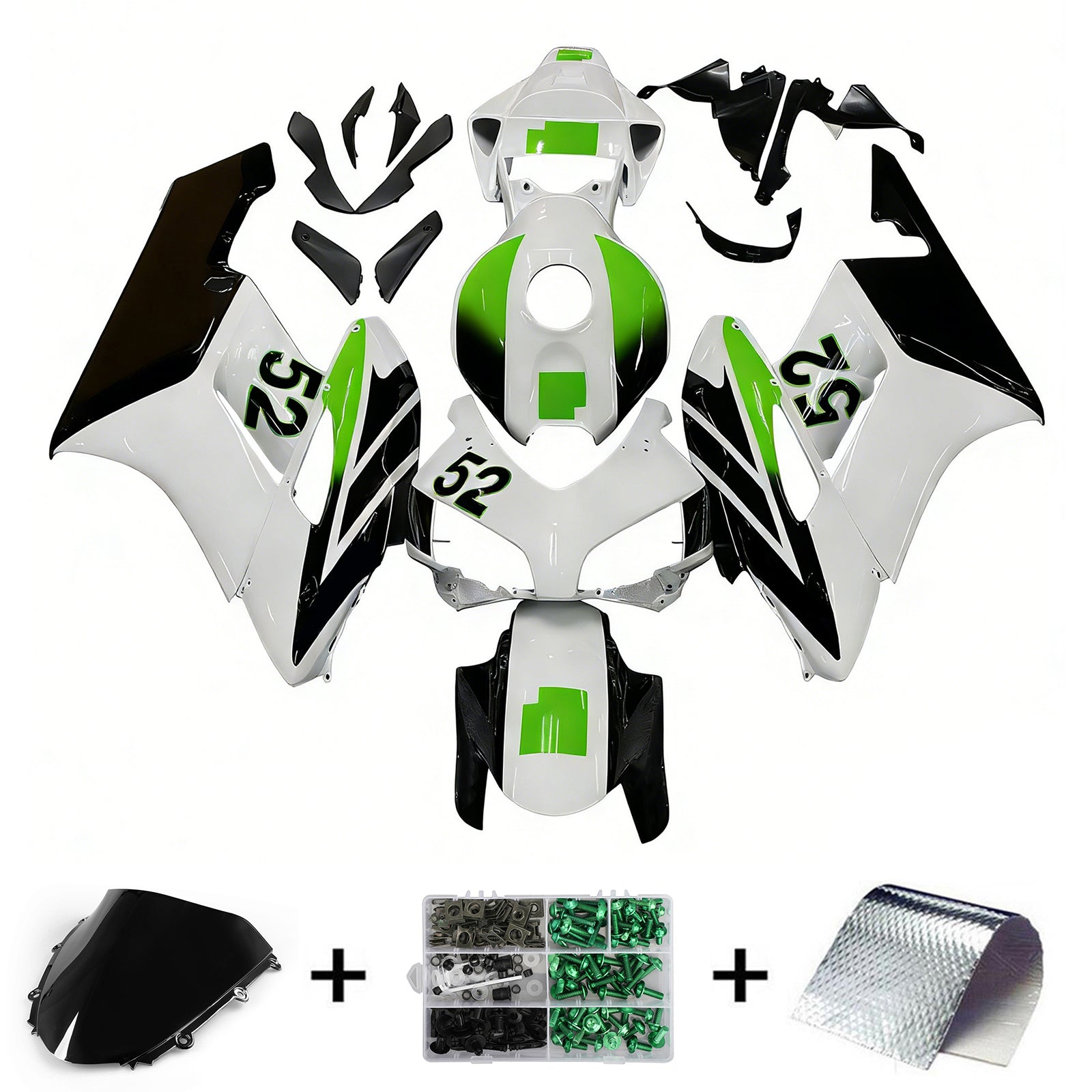 2004-2005 Honda CBR 1000 RR Amotopart Carenados Blanco No.52 Hannspree Racing Carenado personalizado