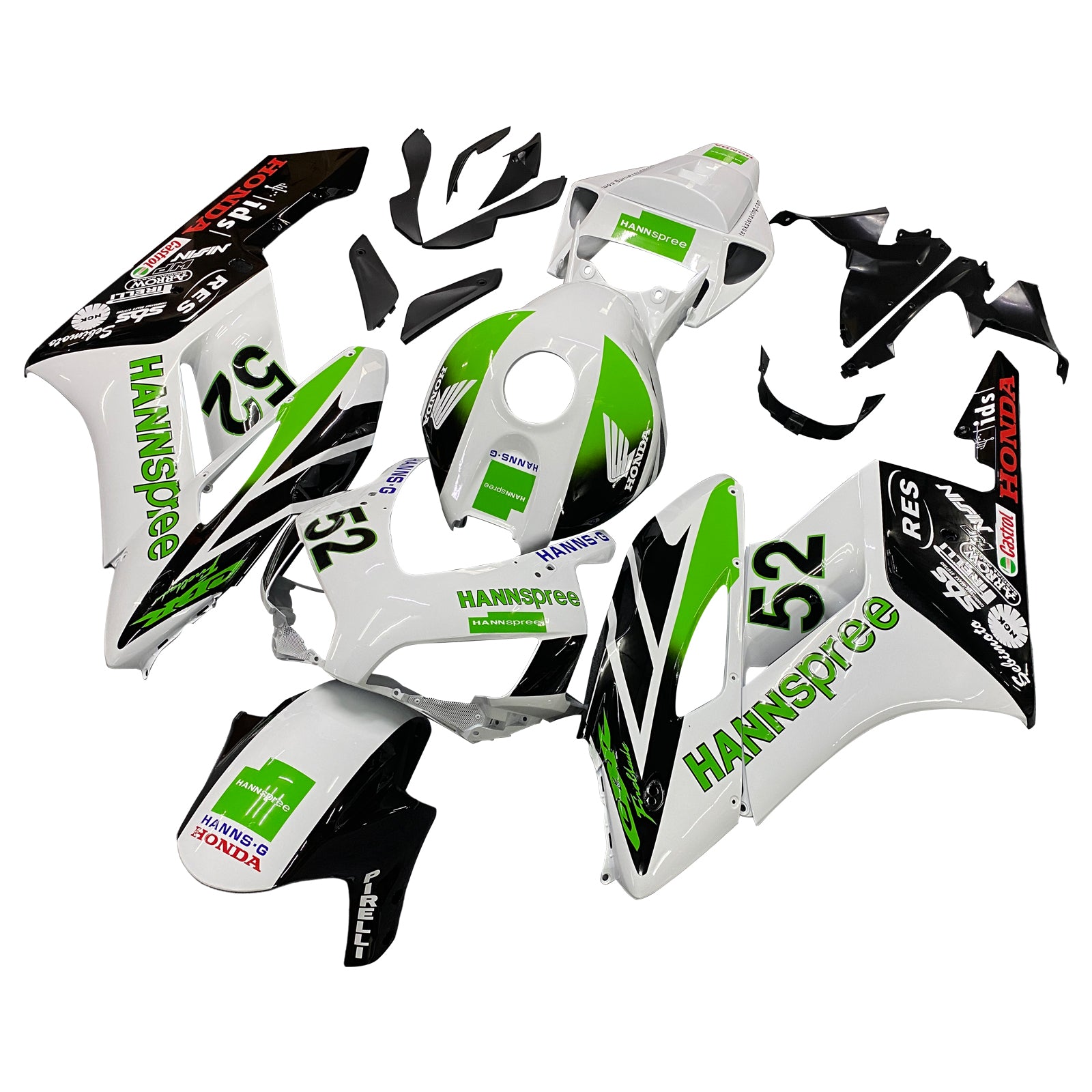 2004-2005 Honda CBR 1000 RR Amotopart Fairings White No.52 Hannspree Racing Customs Fairing