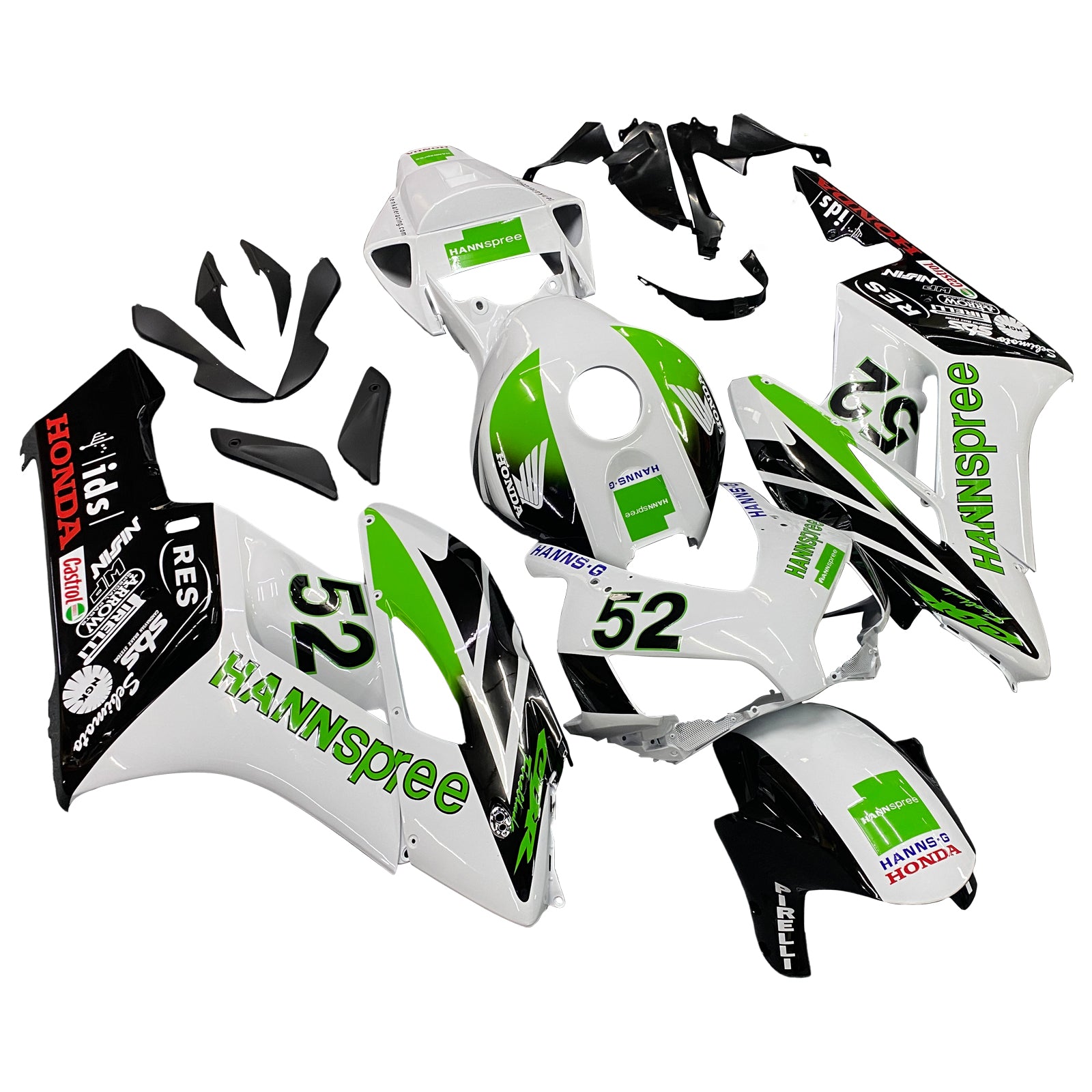 2004-2005 Honda CBR 1000 RR Amotopart Fairings White No.52 Hannspree Racing Customs Fairing