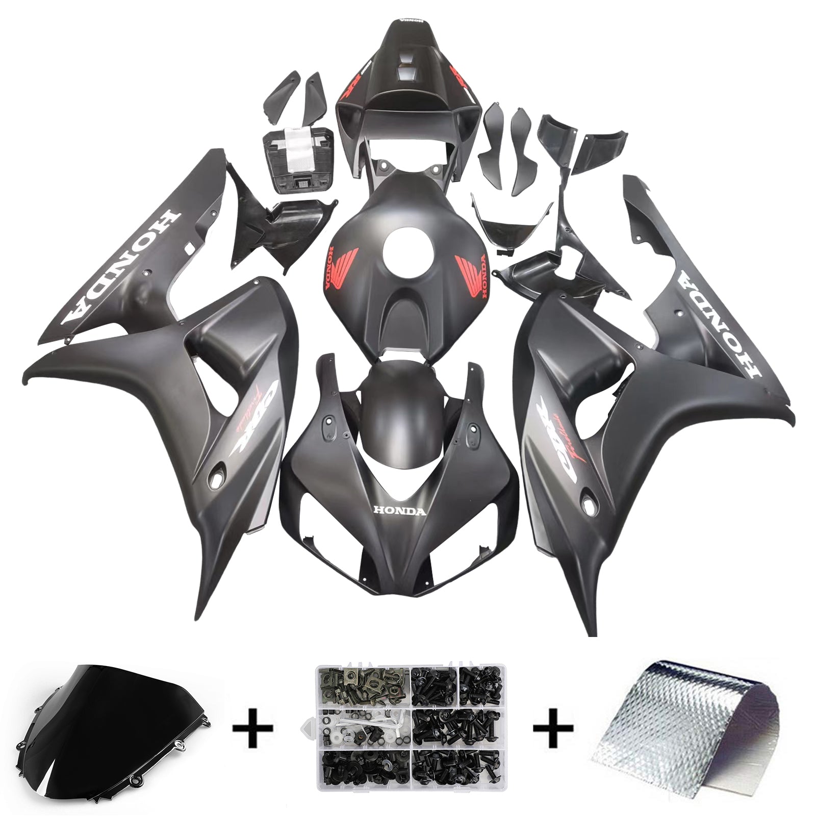 2006-2007 CBR1000RR Bodywork Fairing Black ABS Injection Molded Plastics Set Generic