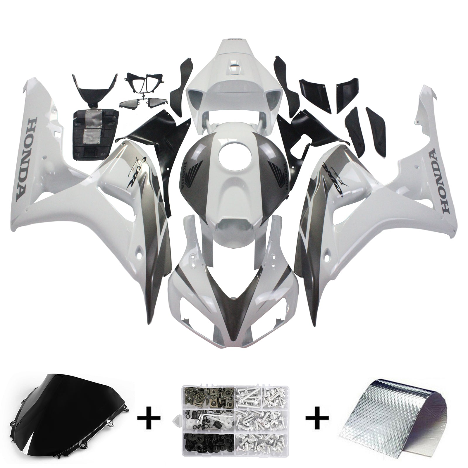 2006-2007 Honda CBR 1000 RR White & Silver CBR Racing Fairings Generic