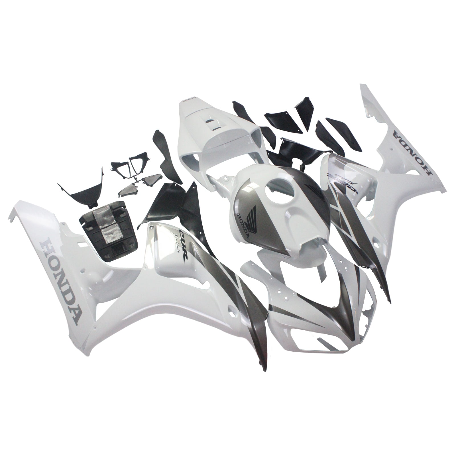 2006-2007 Honda CBR 1000 RR White & Silver CBR Racing Fairings Generic