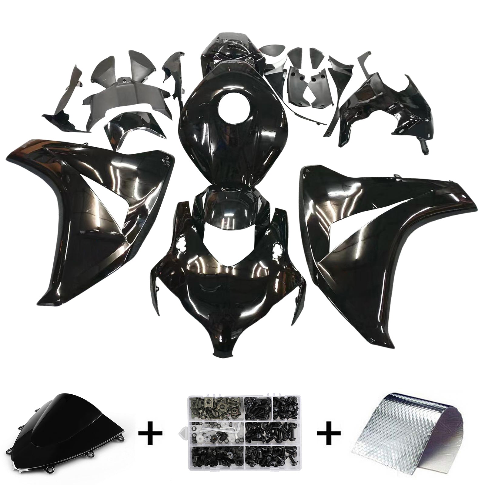2008-2011 Honda CBR1000RR All Black Fairing Kit genérico
