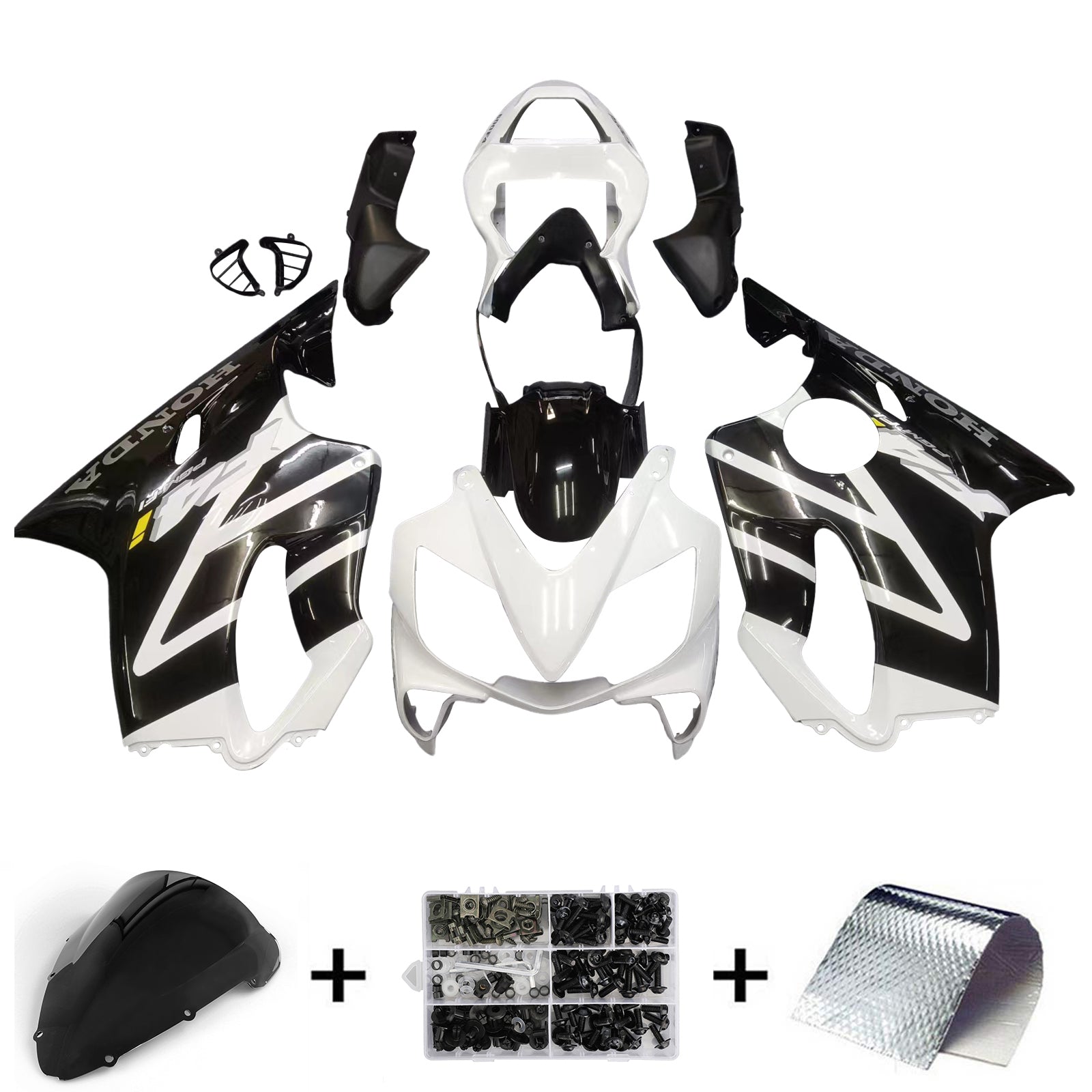 2001-2003 Honda CBR600 F4i Noir & Blanc F4i Racing Carénages Générique