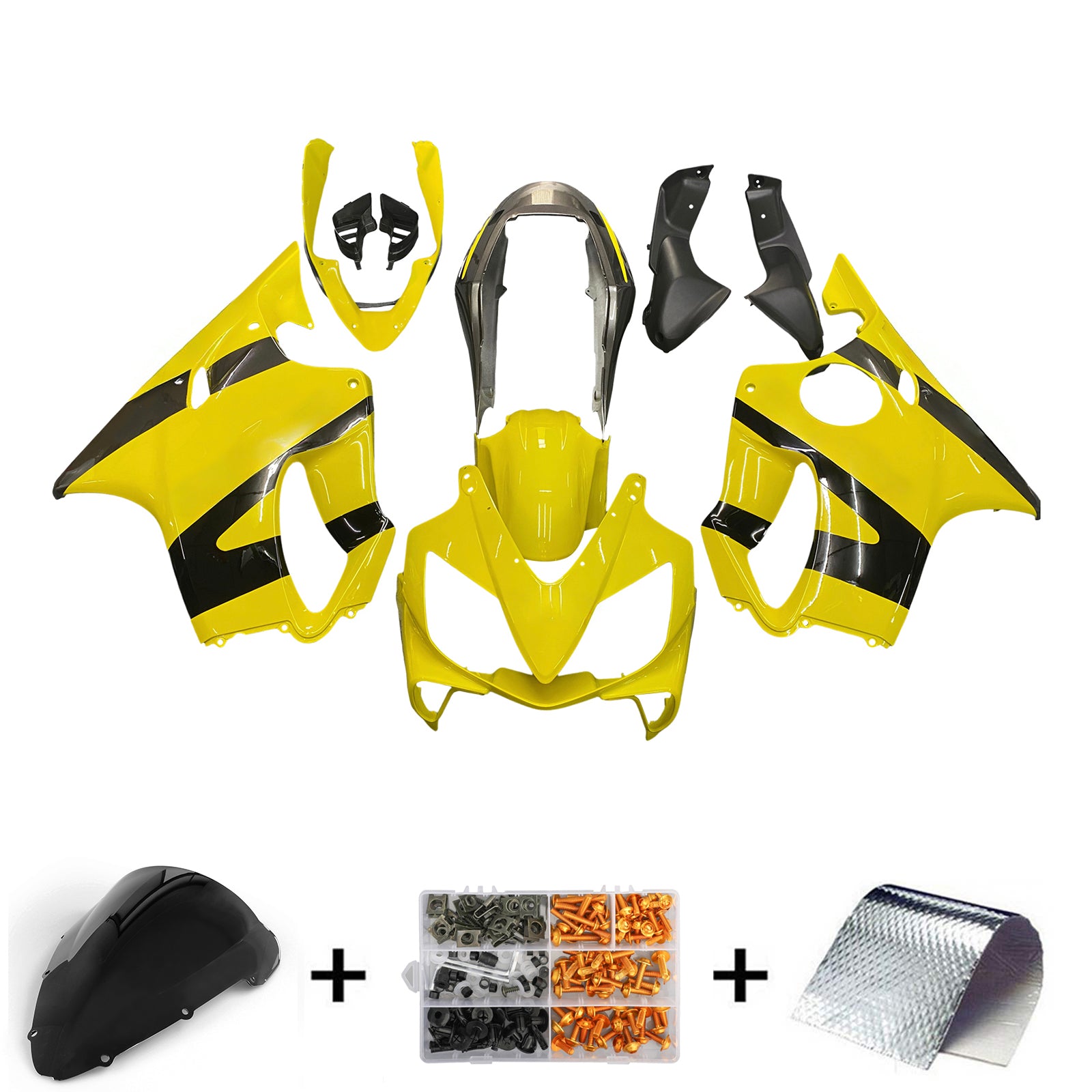 2004-2007 Honda CBR 600 F4i Geel & Zwart CBR Racing stroomlijnkappen Generiek