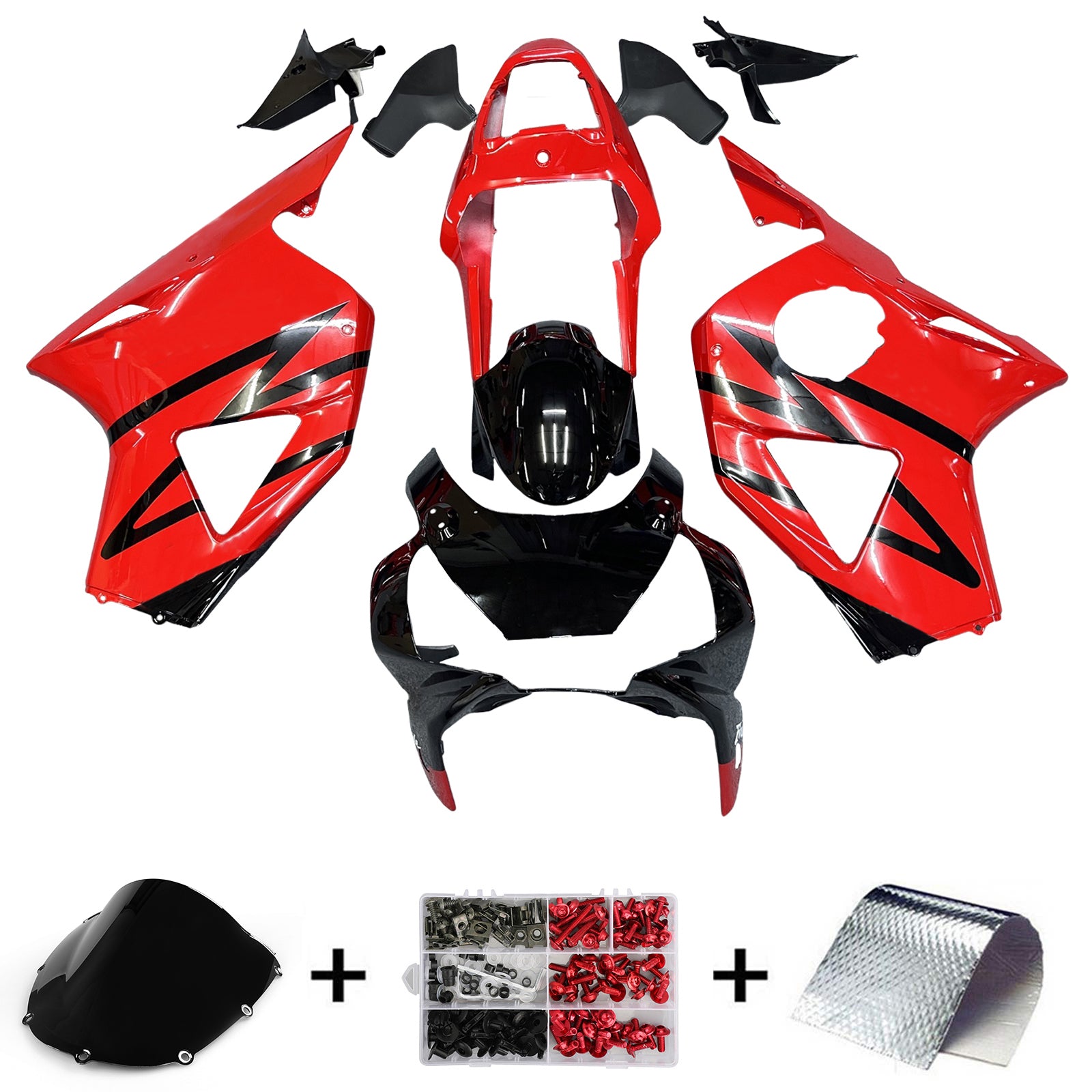 2002-2003 Honda CBR 954 RR Rød & Svarte RR Racing-kåper generisk
