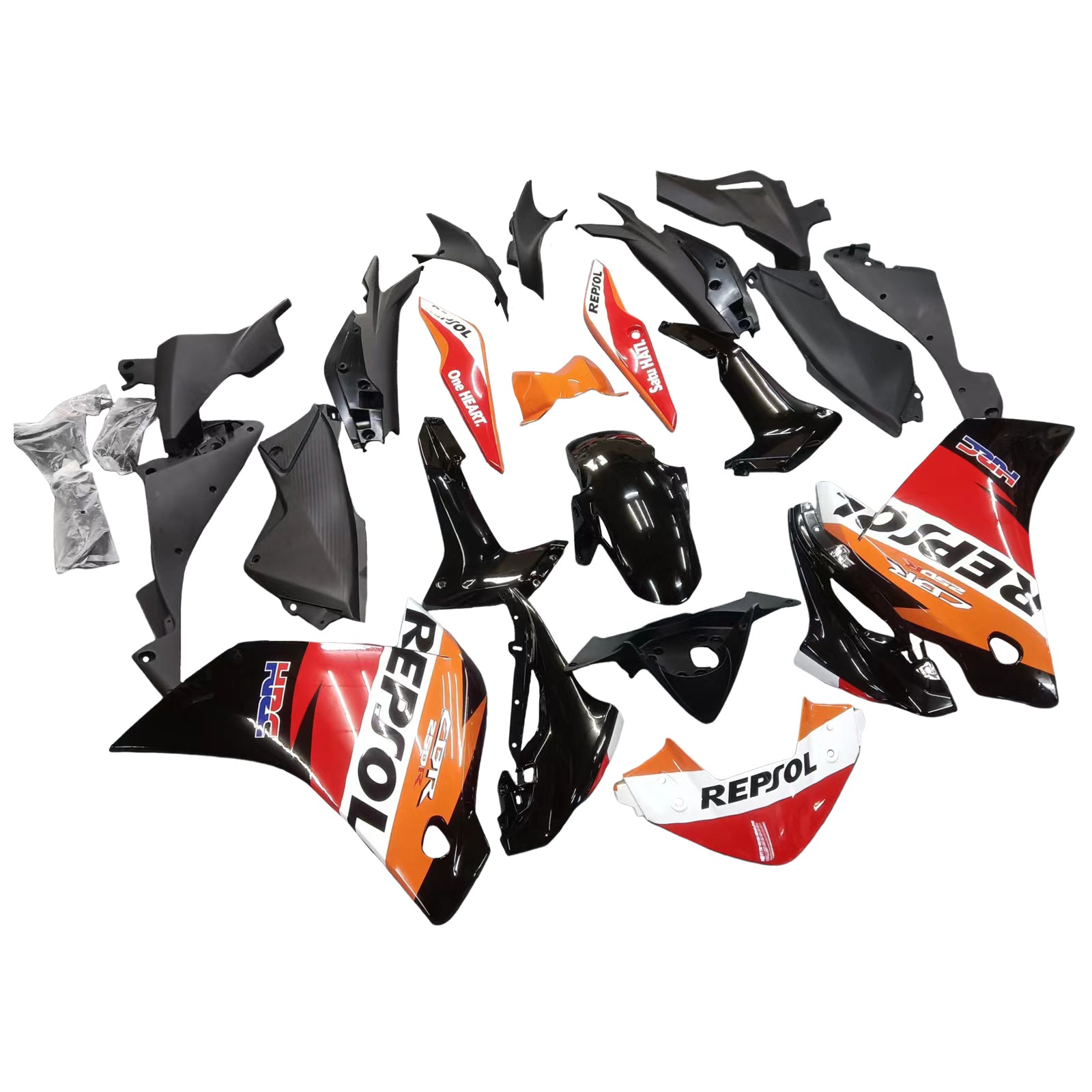 2011-2015 Honda CBR250R Repsol oranje racestroomlijnkappen algemeen