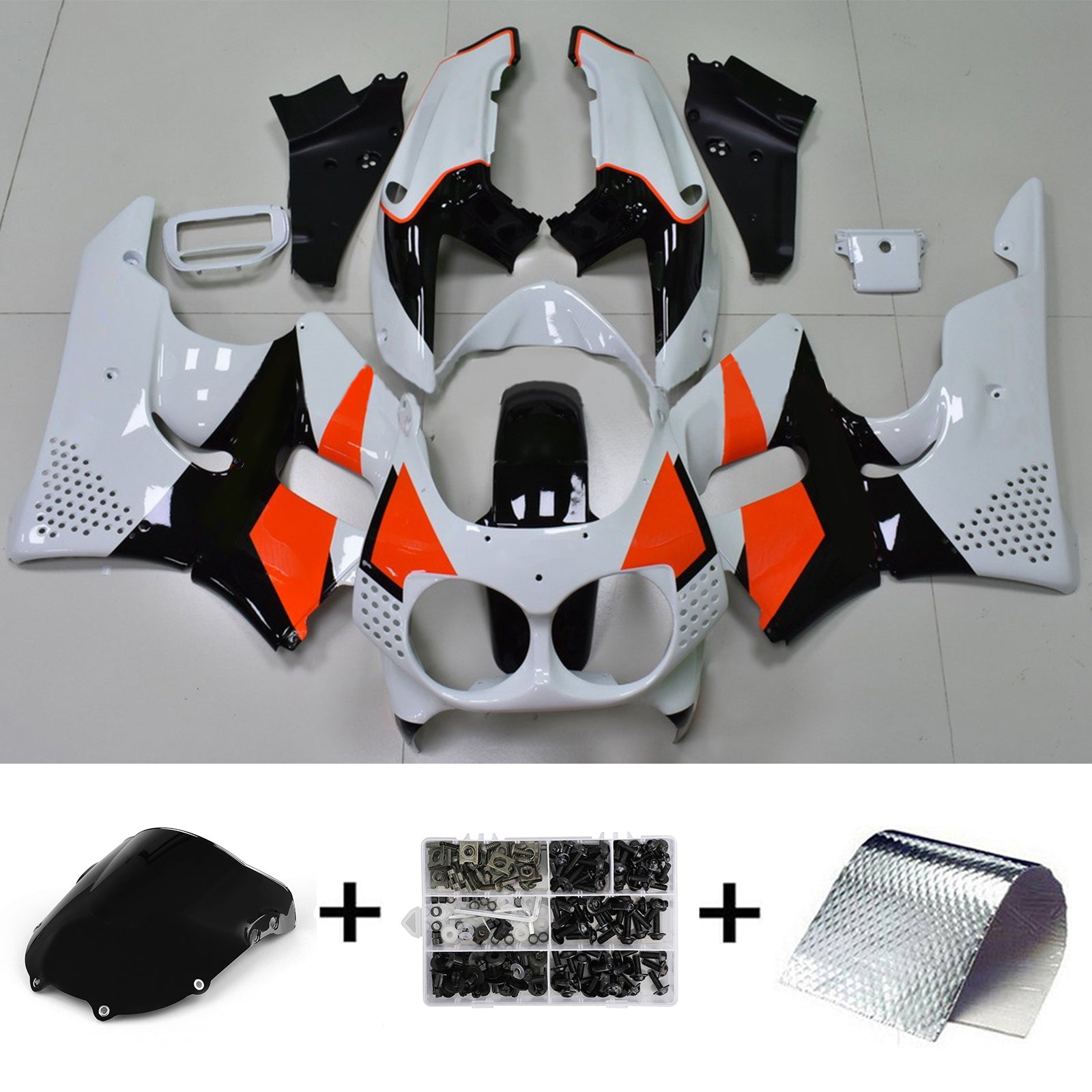 1992-1993 Honda CBR900RR 893 Kit de carénage d'injection Amotopart carrosserie plastique ABS #107