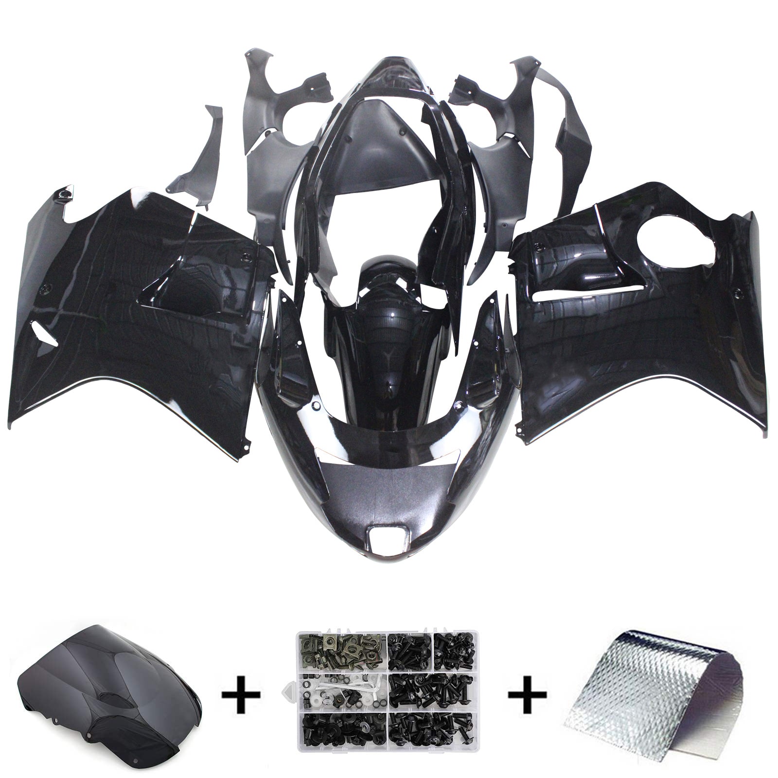 1996-2007 Honda CBR1100XX SuperBlackBird Amotopart Kit de carénage d'injection carrosserie ABS #104