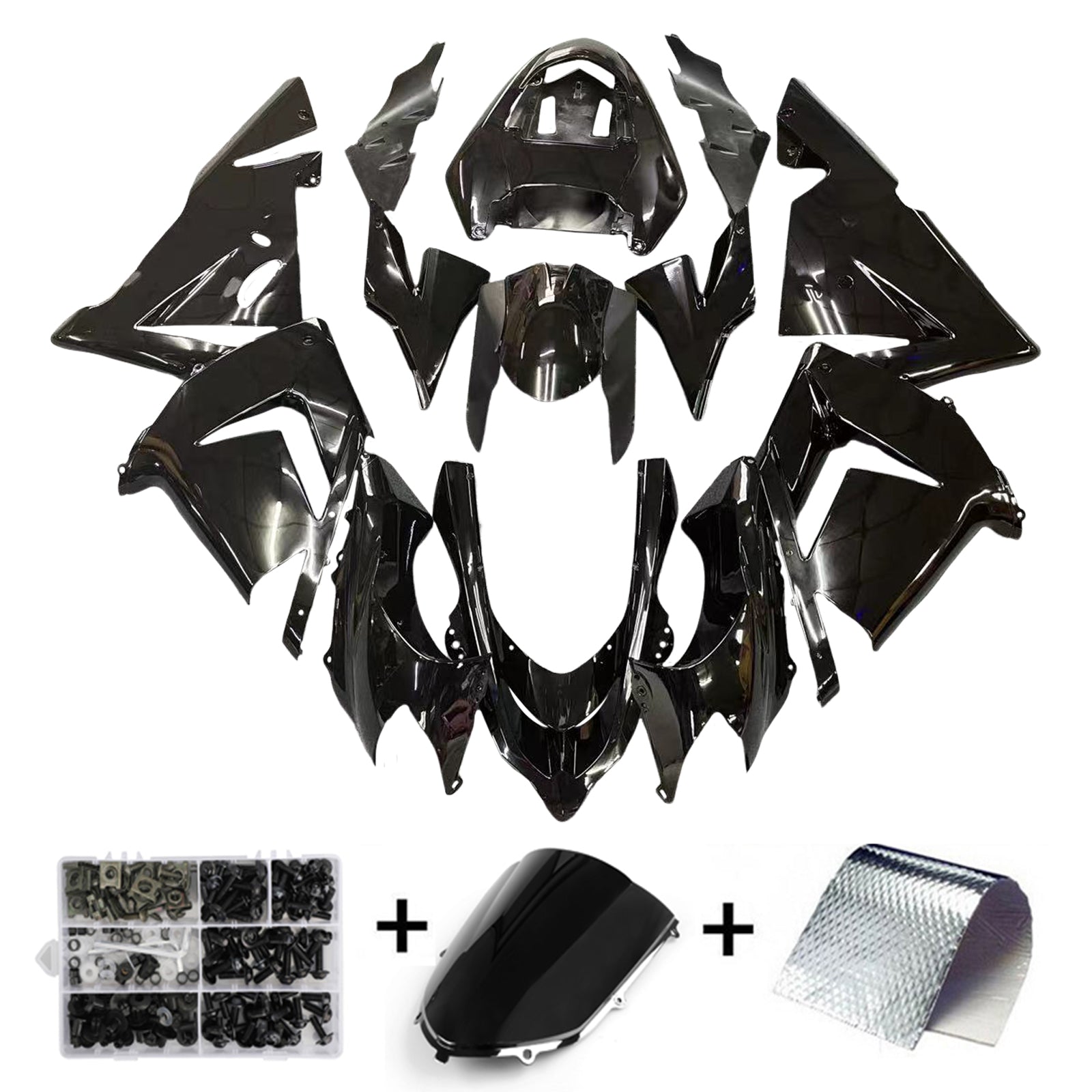 Kit de carénage noir brillant Kawasaki Zx10R 2004-2005