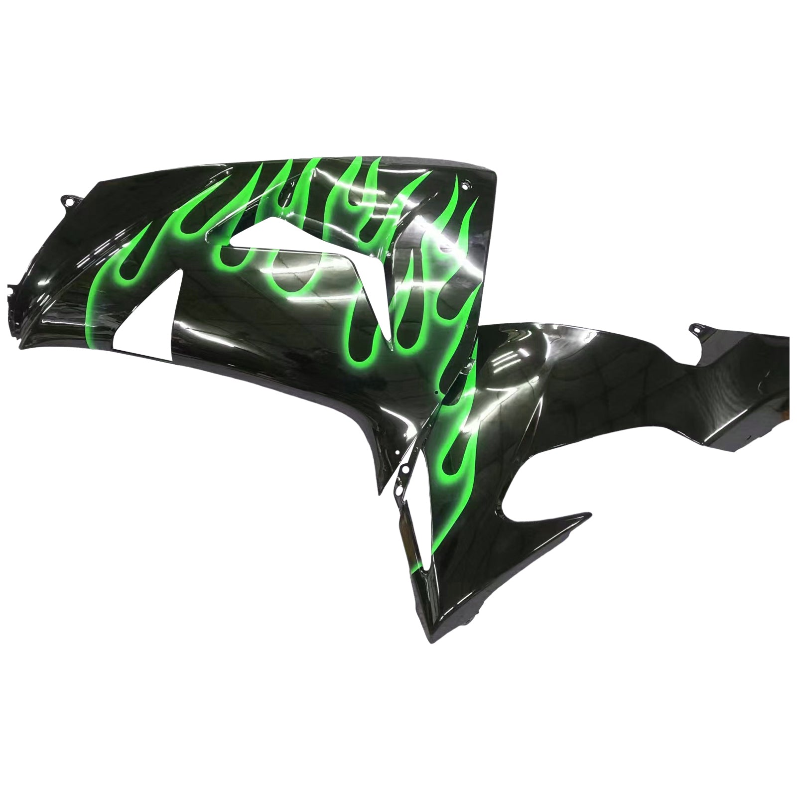 2006-2007 Kawasaki ZX10R Green Flames Fairing Kit