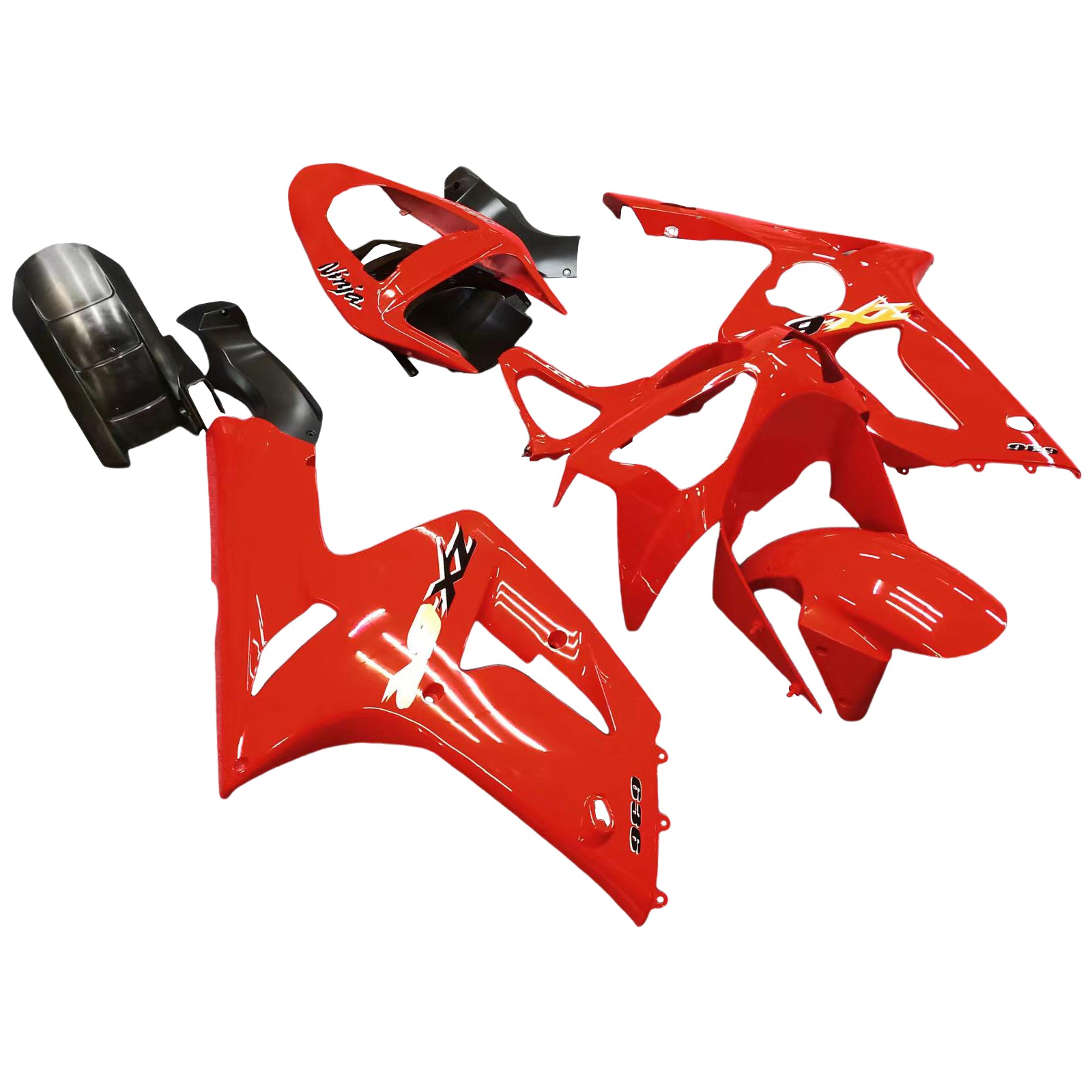 2003-2004 Kawasaki ZX6R 636 Fairings Red Ninja Racing Generic