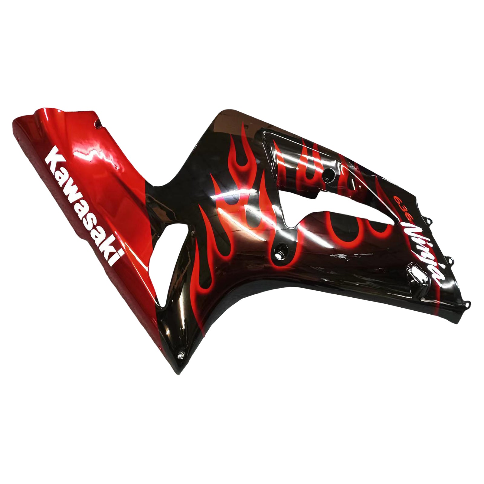 2003-2004 Kawasaki ZX6R 636 Fairings Black & Red Flame ZX6R Racing Generic