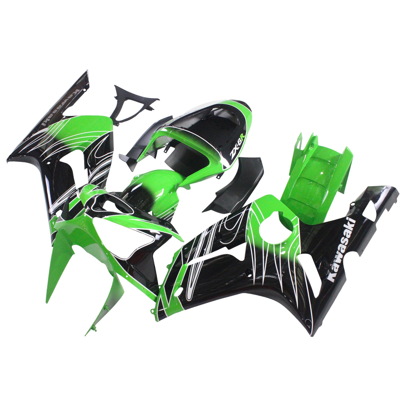 2003-2004 Kawasaki ZX6R 636 Amotopart Injection Fairing Kit Bodywork Plastic ABS #112