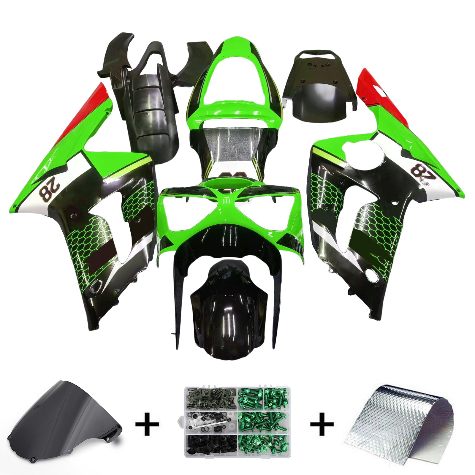 2003-2004 Kawasaki ZX6R 636 Kit de carenado de inyección Carrocería Plástico ABS#120