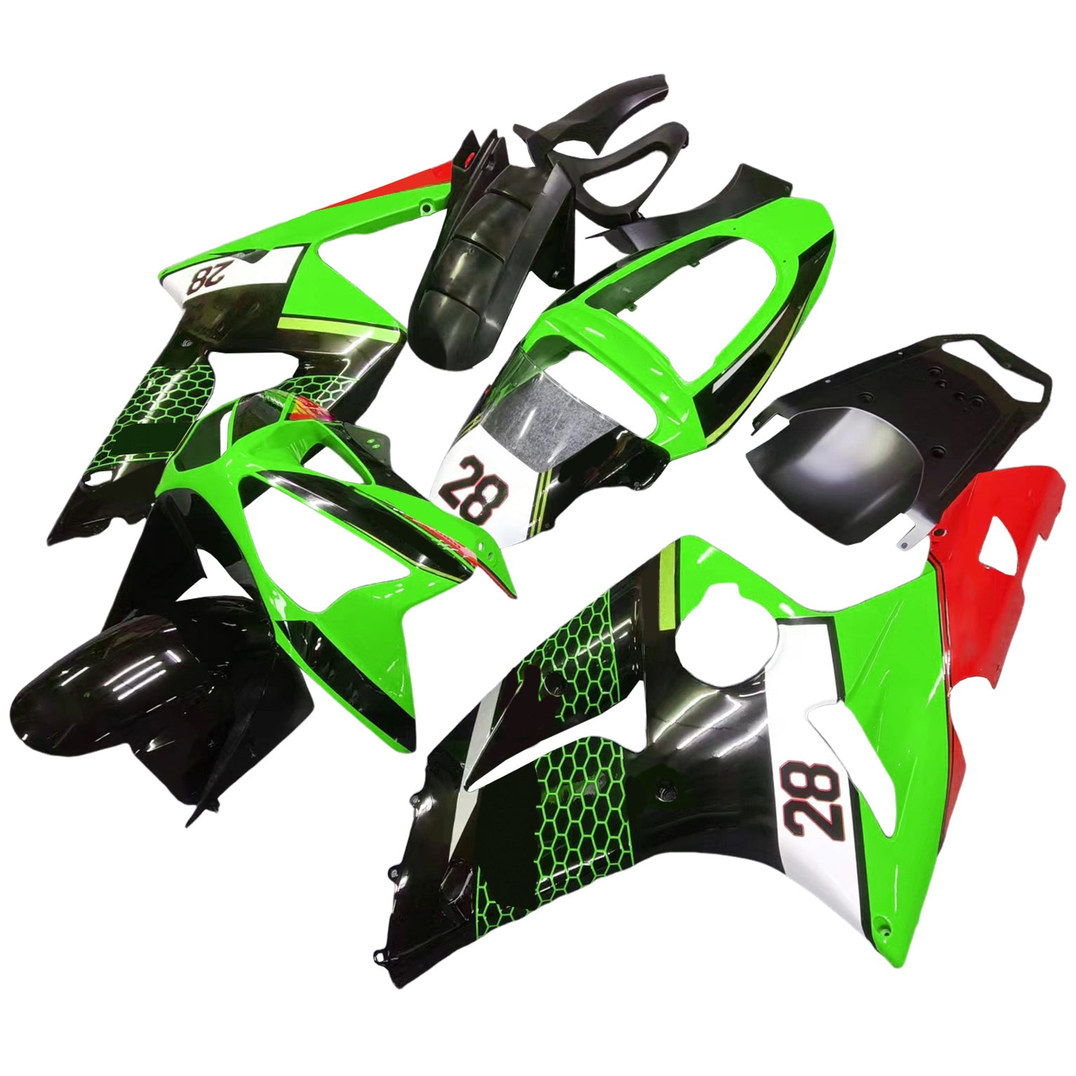 2003-2004 Kawasaki ZX6R 636 Kit de carenado de inyección Carrocería Plástico ABS#120